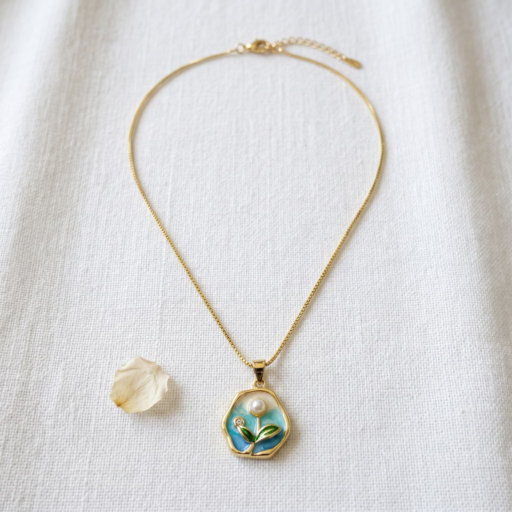 enamelled bloom pendant necklace