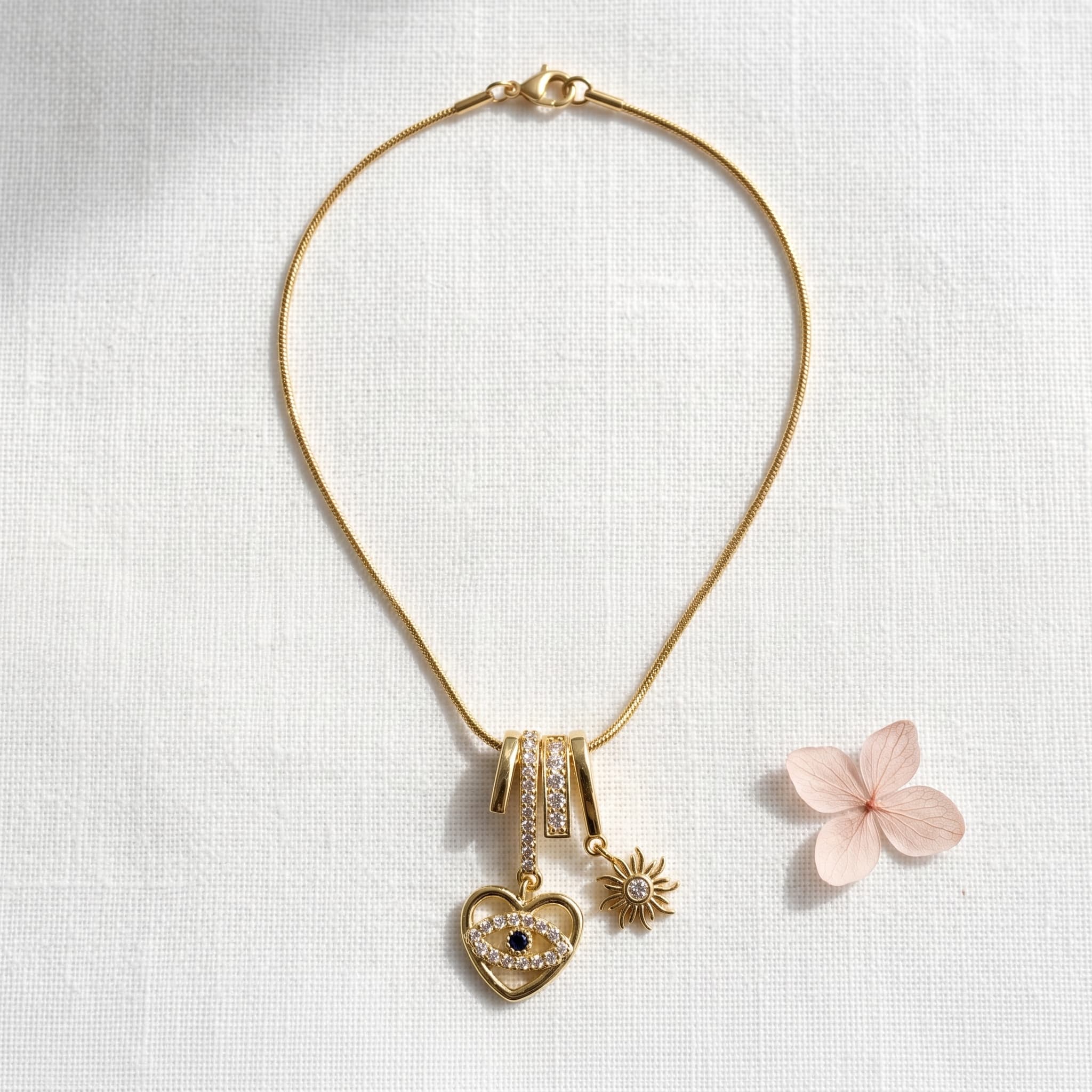 heart and sun charm necklace