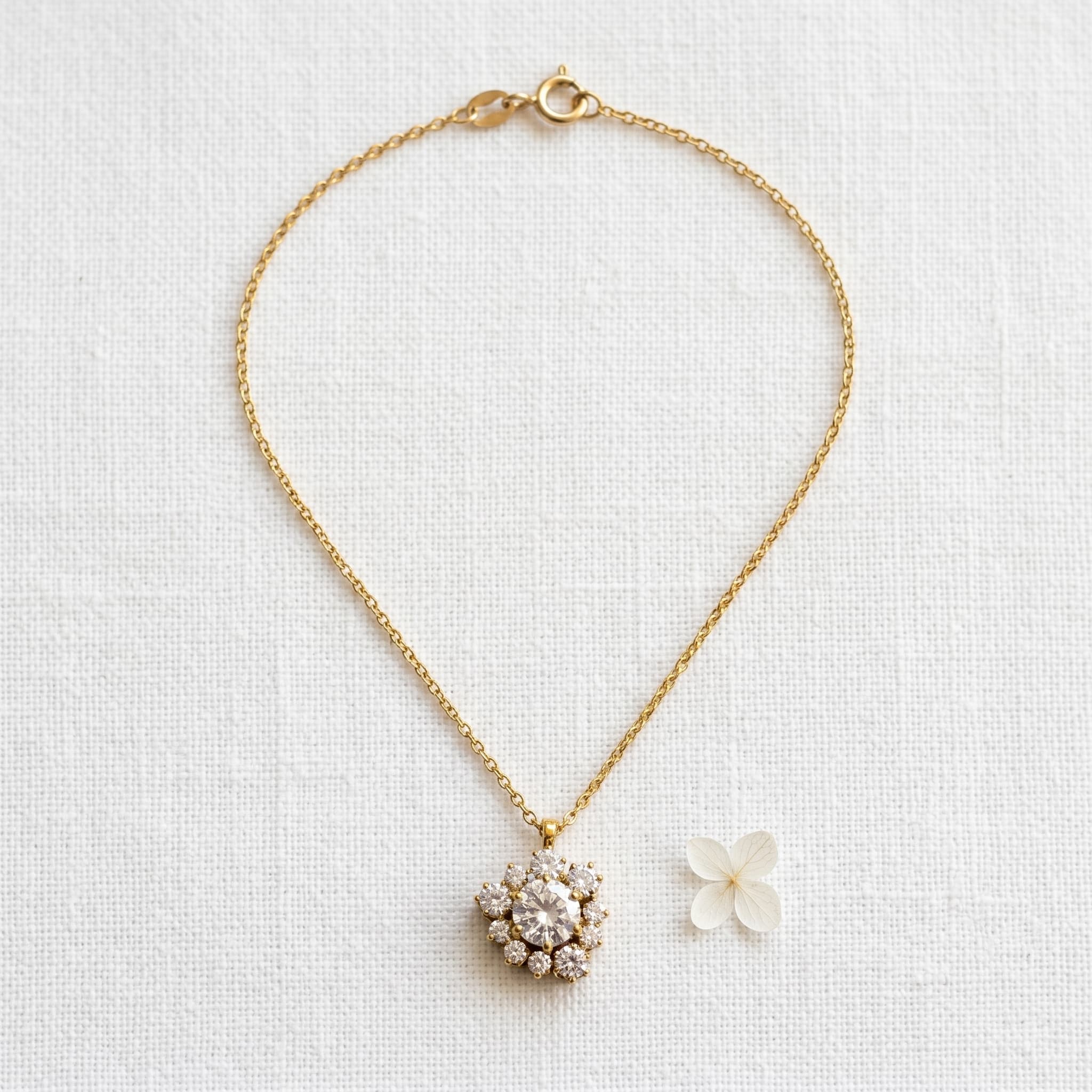 dainty crystal flower pendant