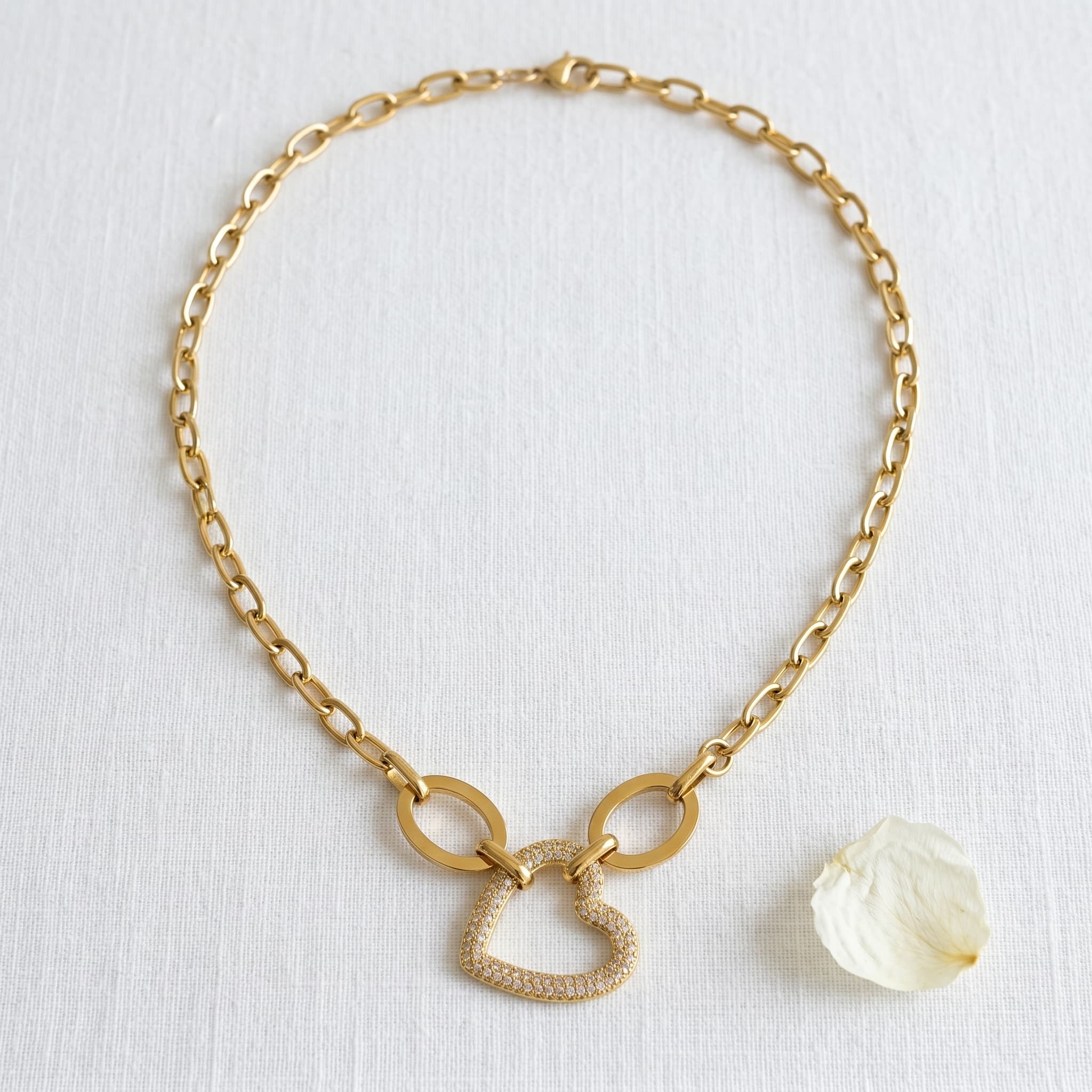 golden heart link chain