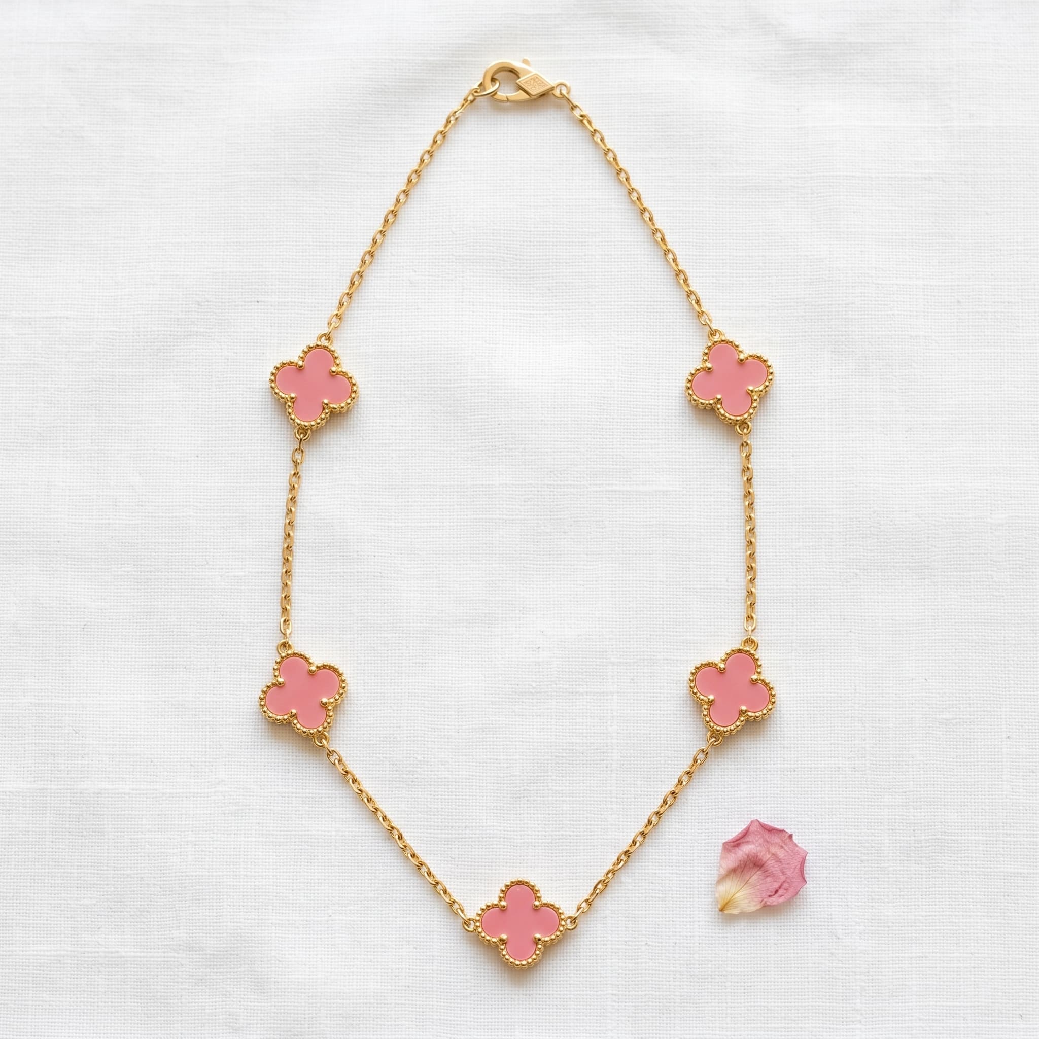 pink clover charm necklace