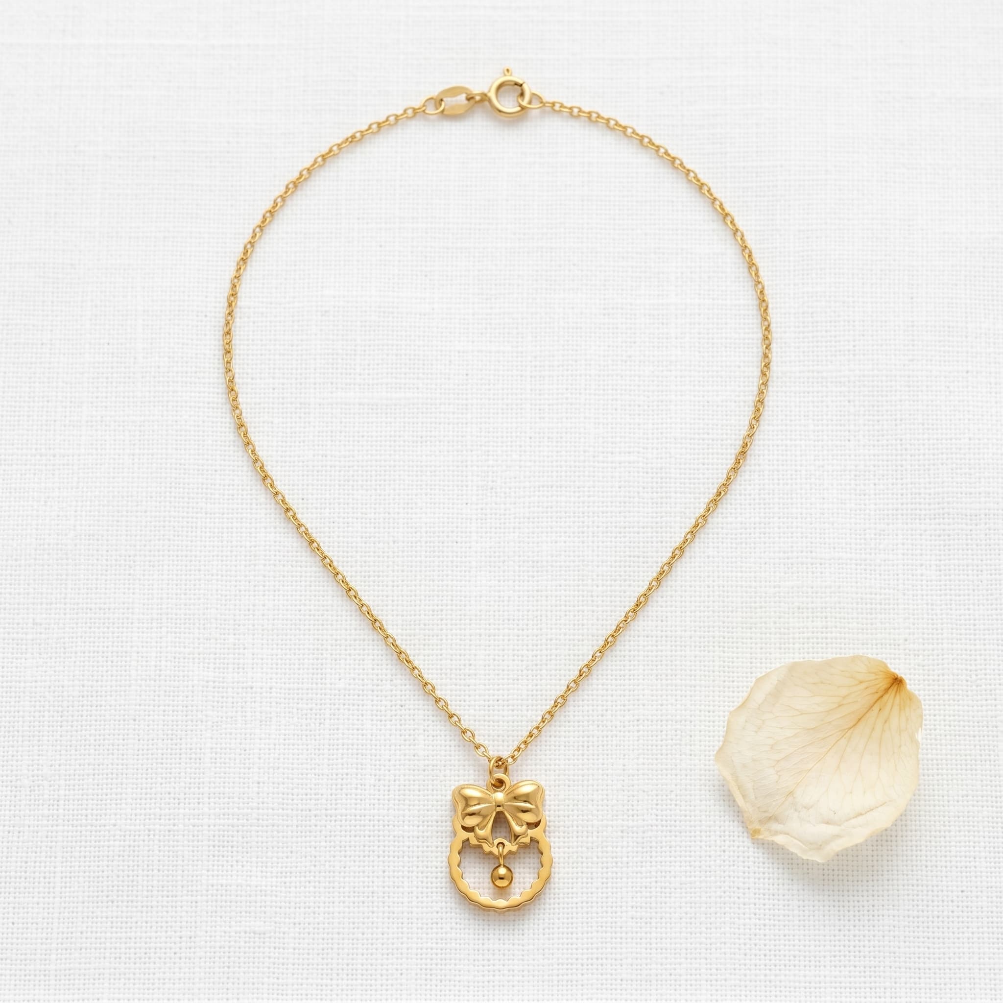 dainty bow charm necklace