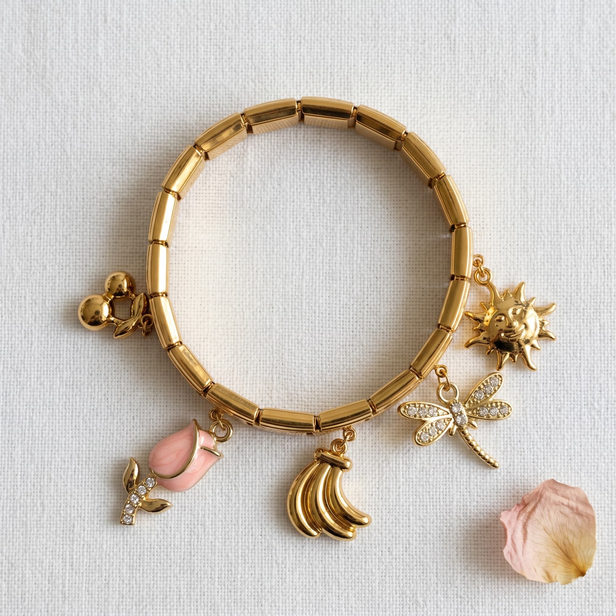 playful gold charm italian bracelet