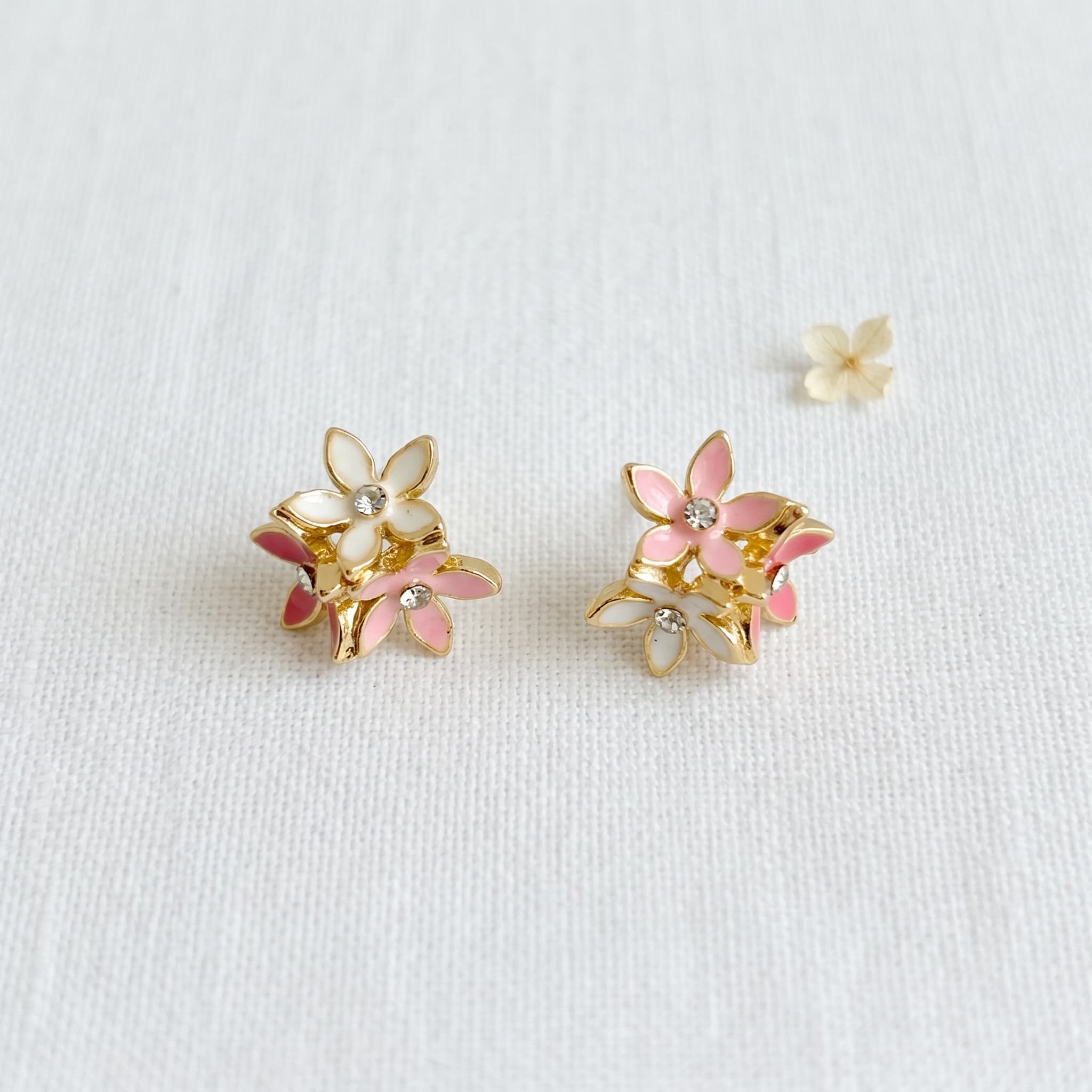 little pink flower studs
