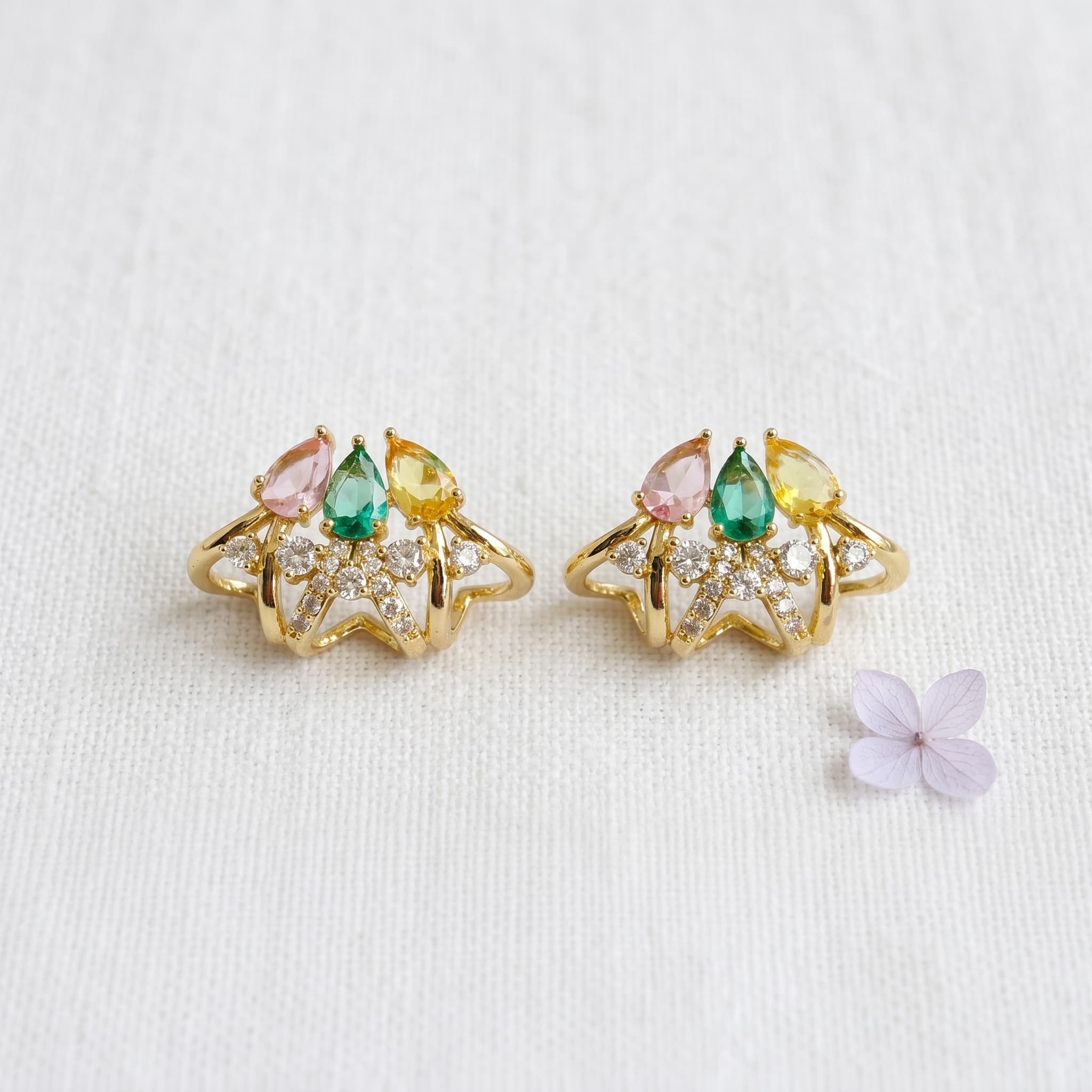 multicolour dewdrop floral studs
