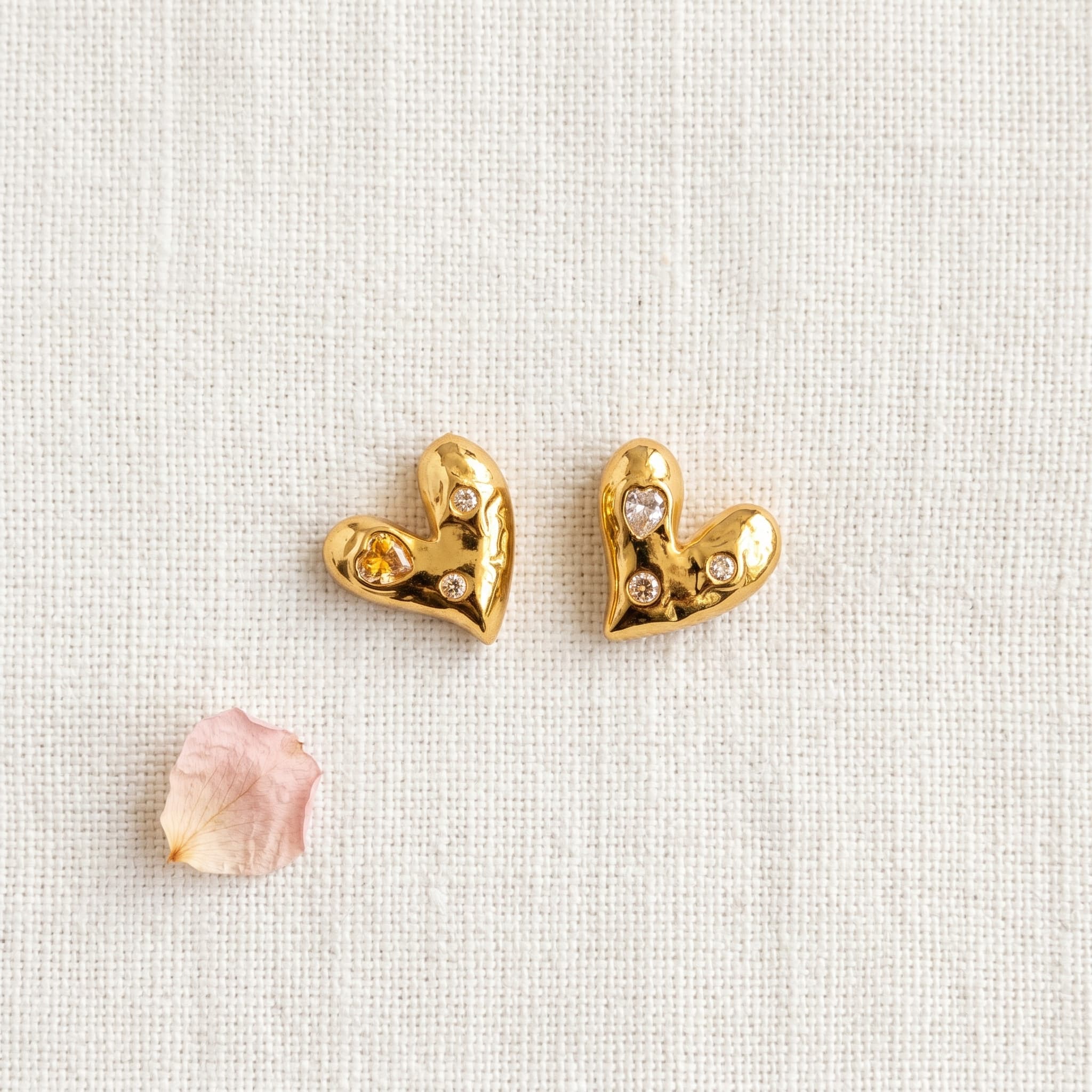 little puffed gold hearts