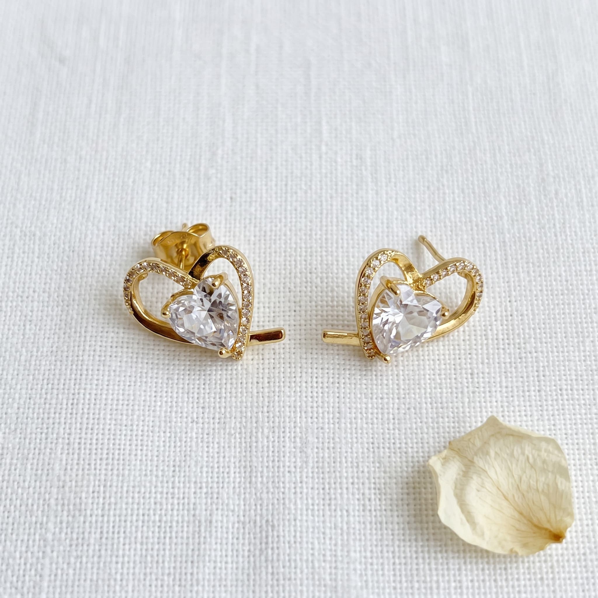 little heart crystal studs