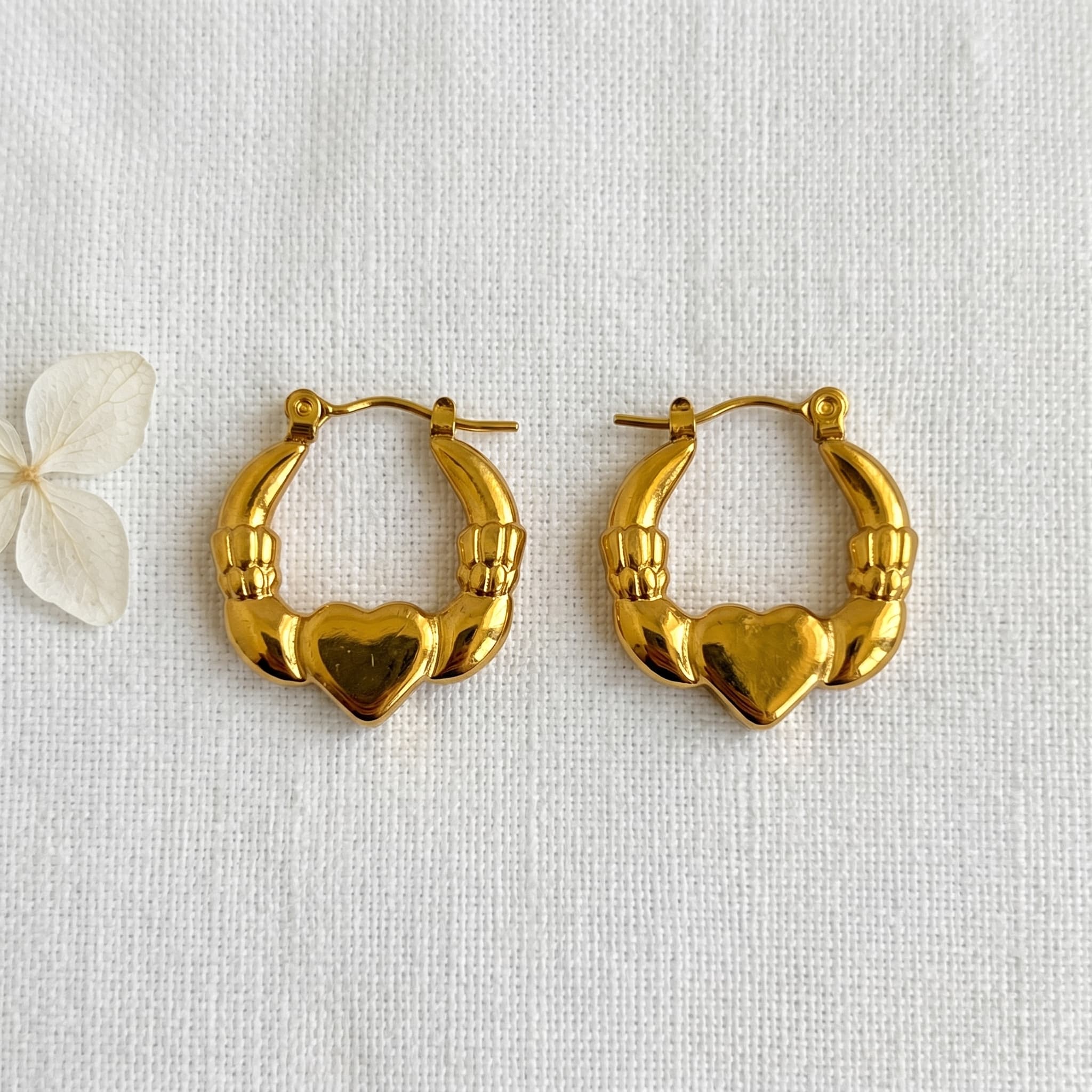 little heart gold hoops