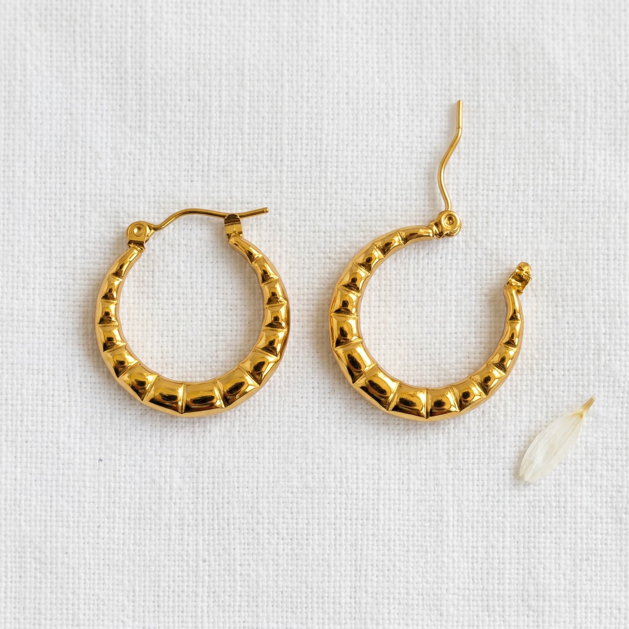 textured everyday gold hoops