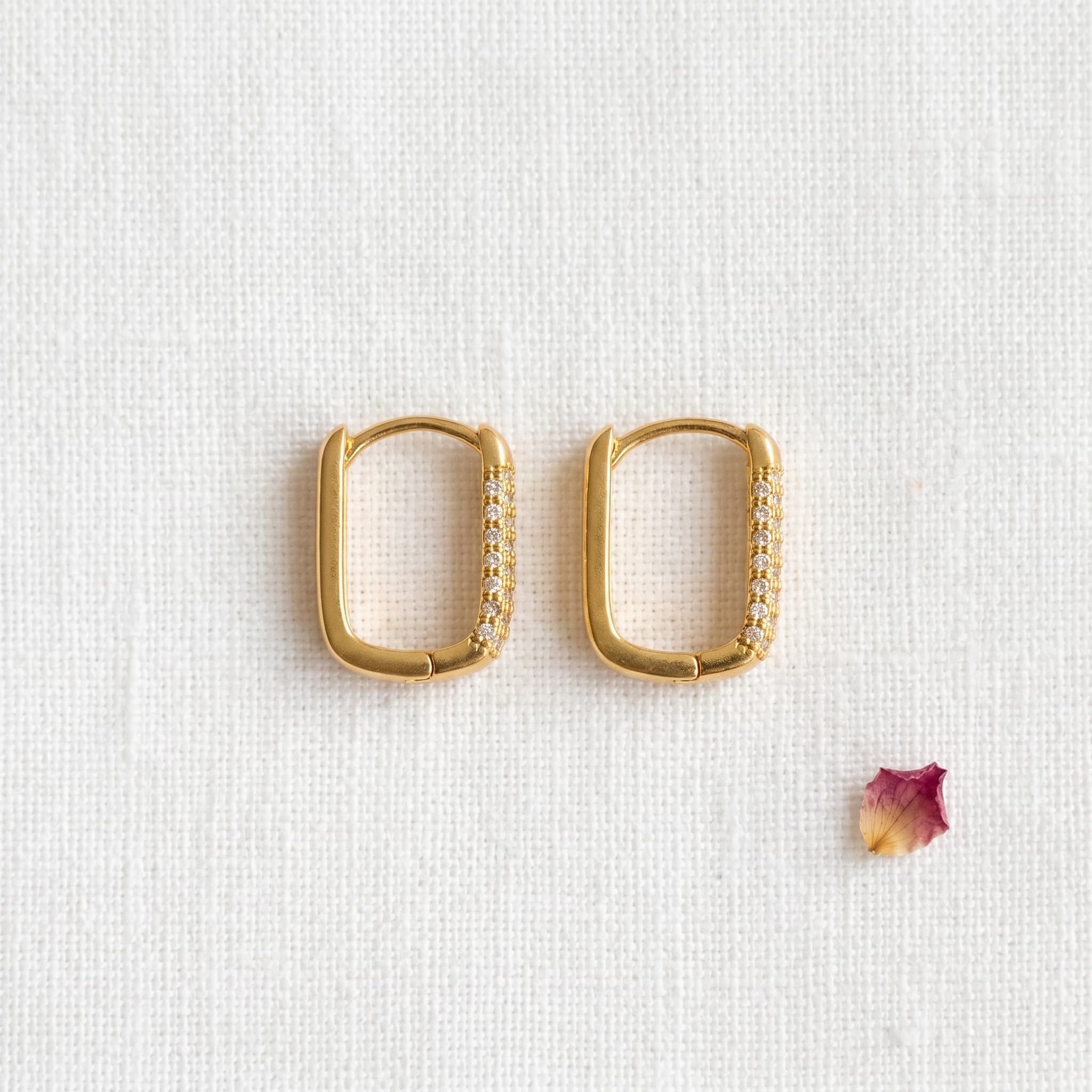 rectangular stone embellished hoops