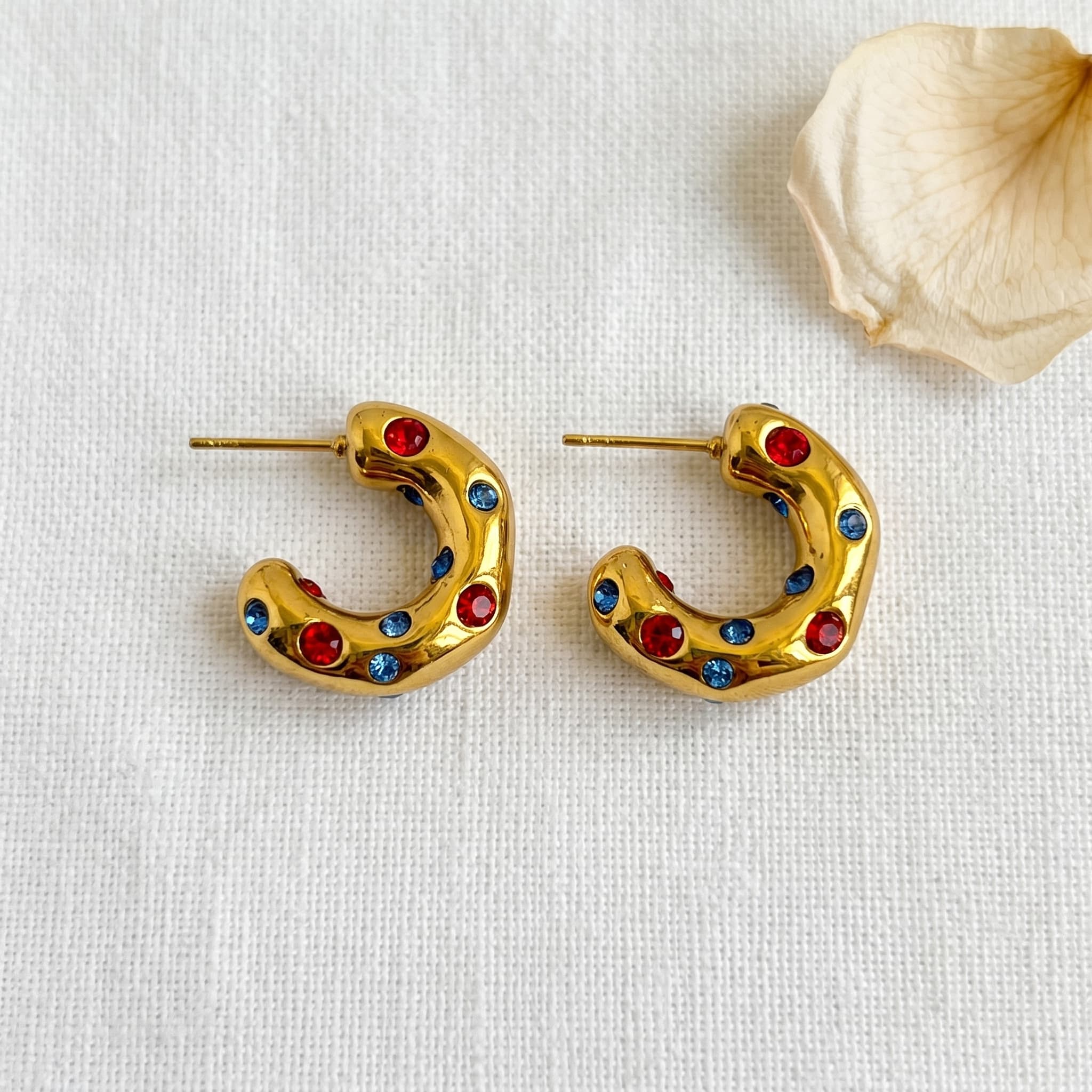 chunky gold hoops with crystals