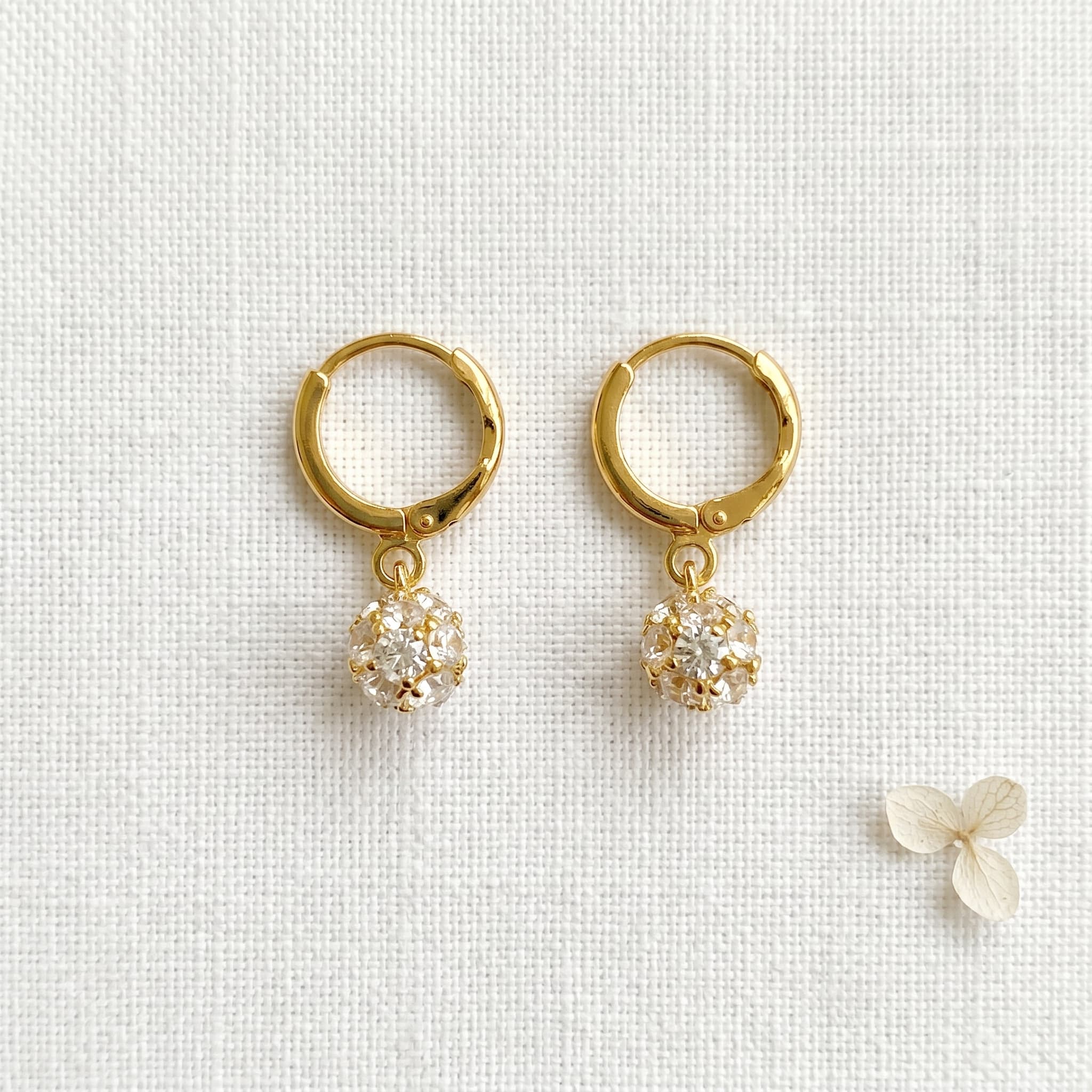 tiny crystal ball hoops