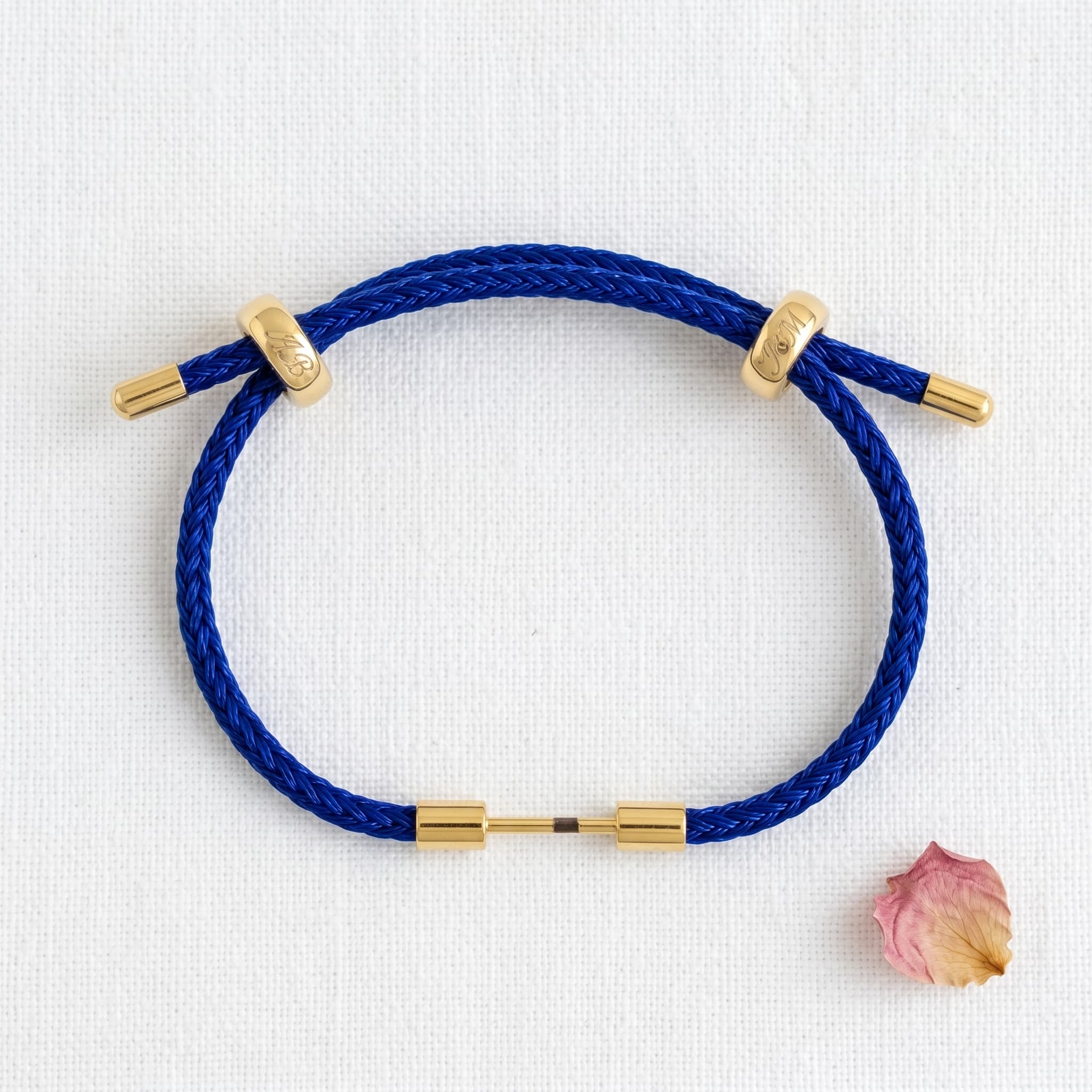 blue braided gold bracelet (With Initial)