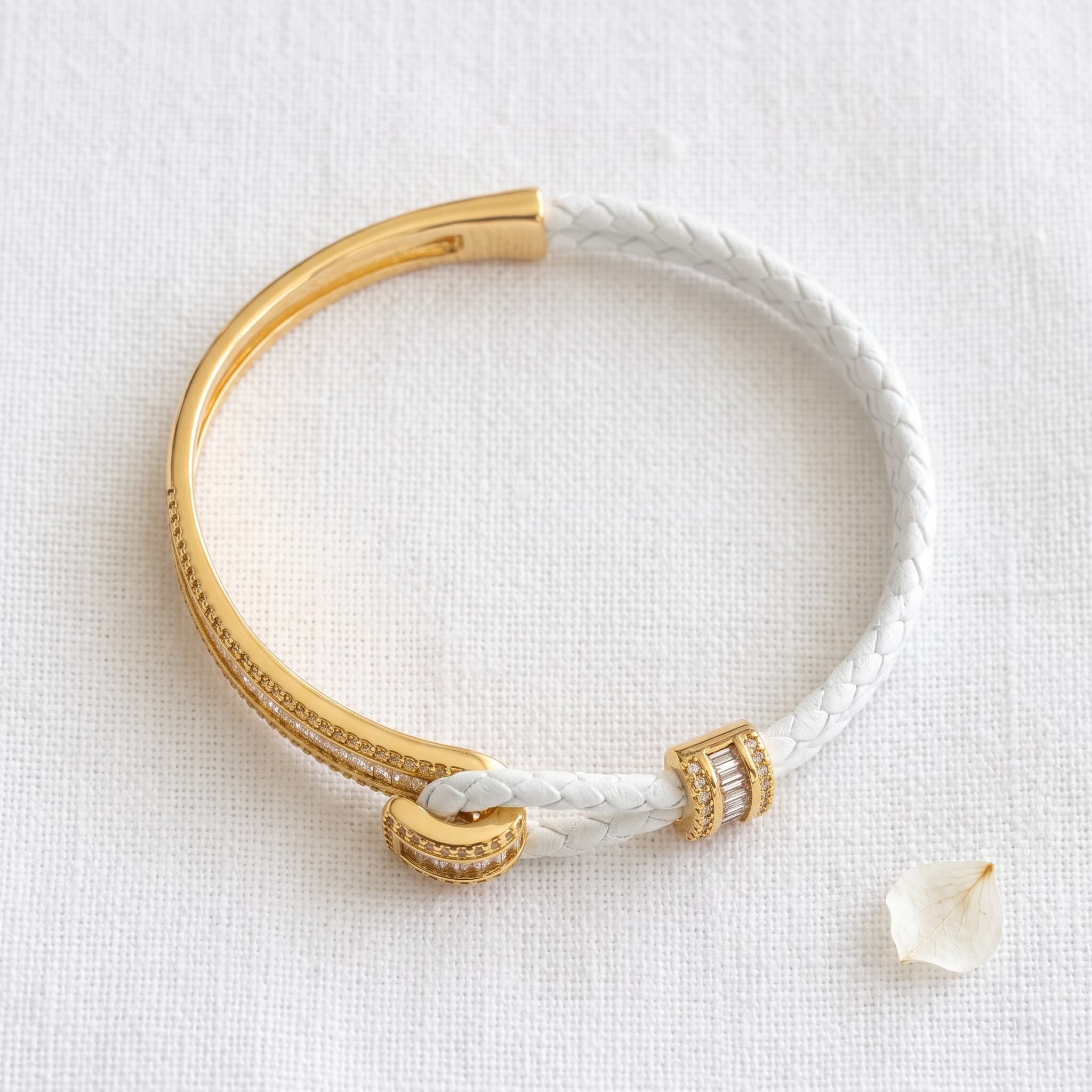 white braided gold cuff