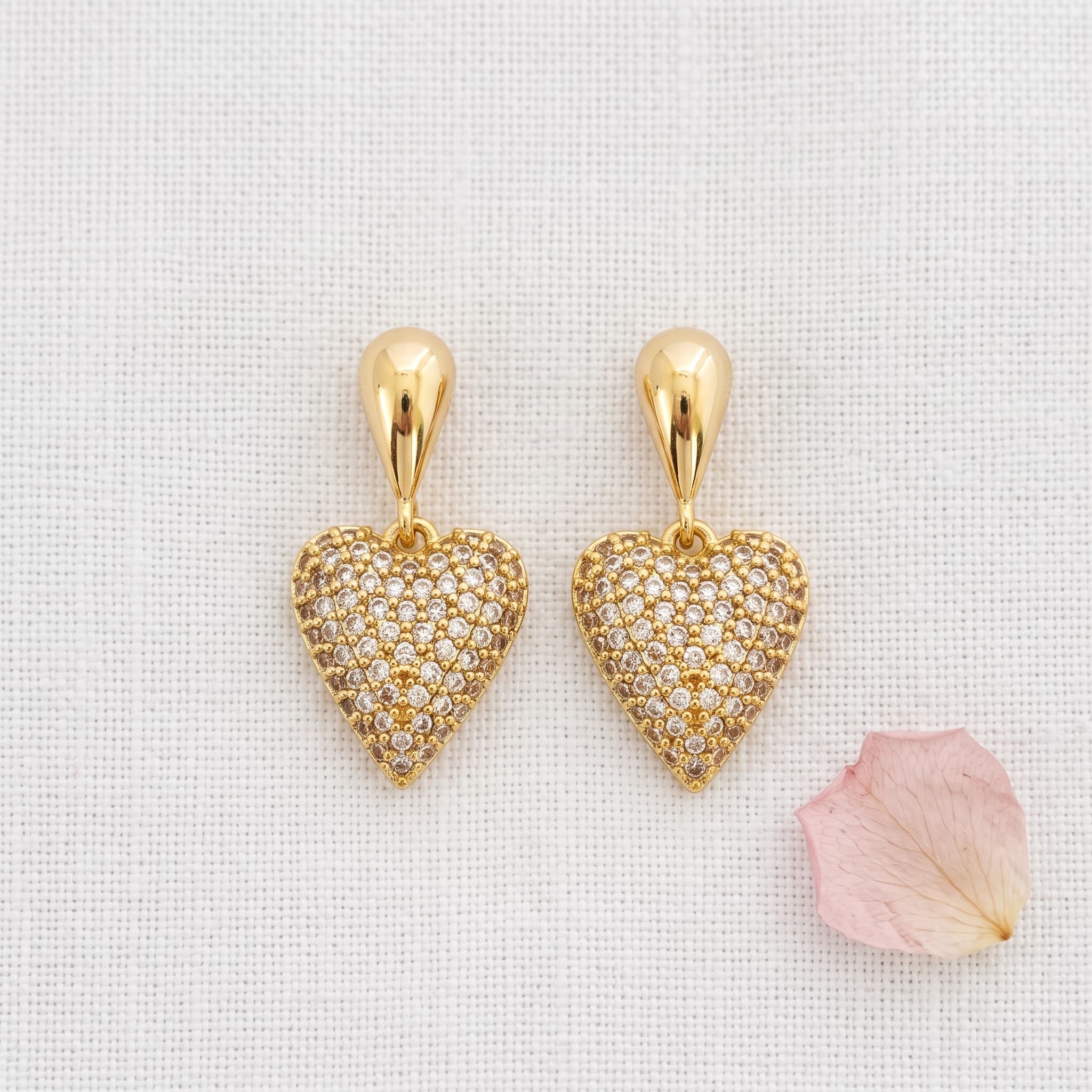 dazzling gold heart drops