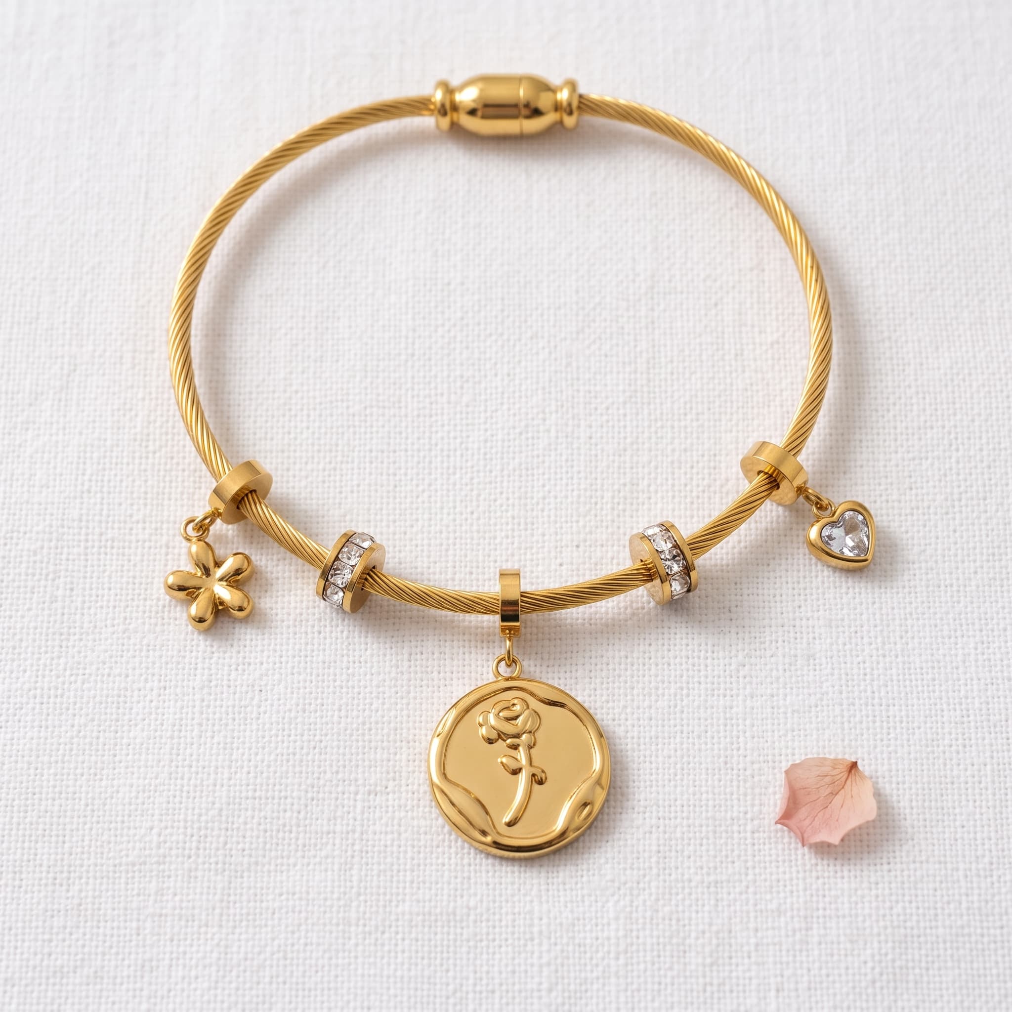 rose pendant charm bracelet