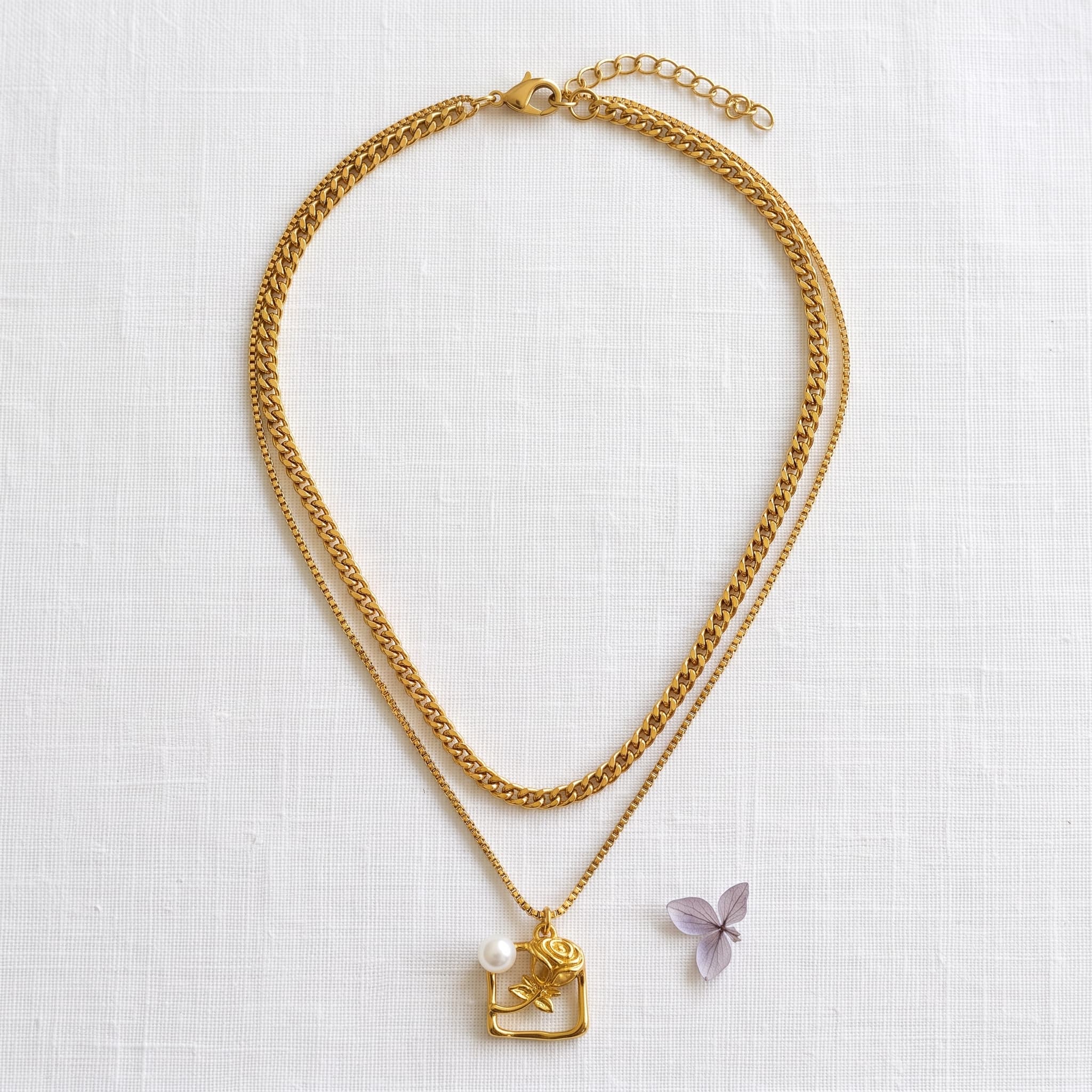 golden layered charm necklace