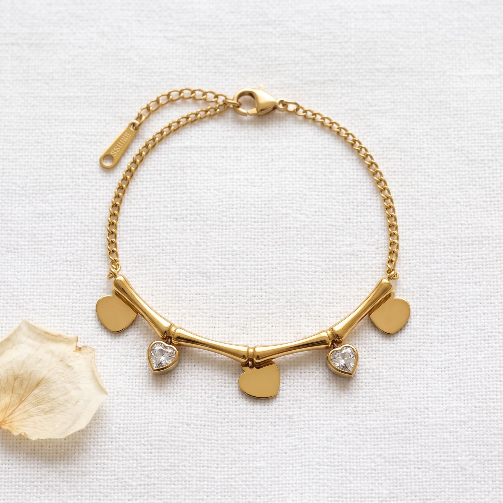 golden heart charm bracelet