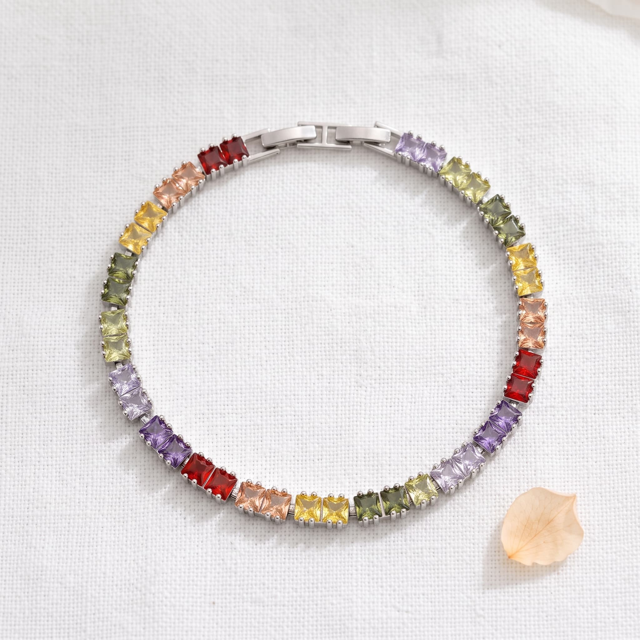 multicolour square stone tennis bracelet