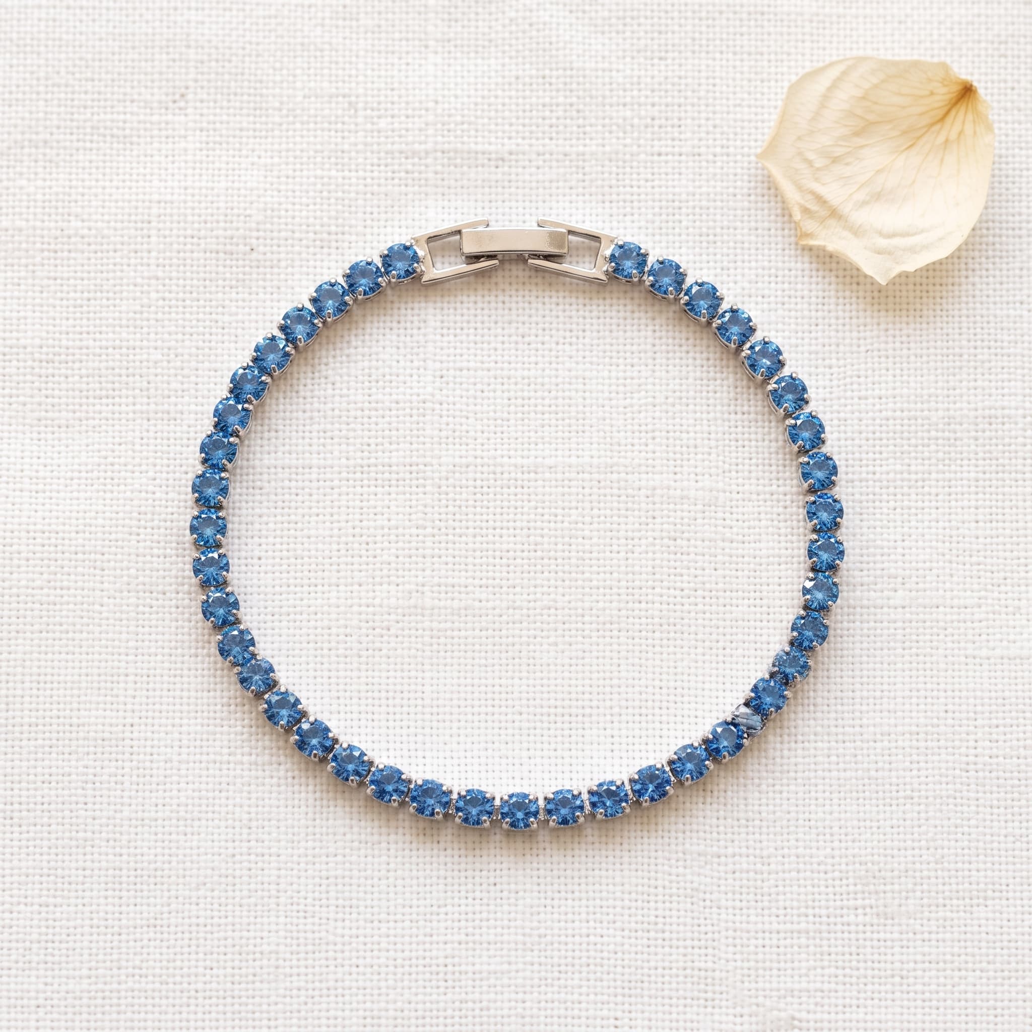 blue crystal tennis bracelet