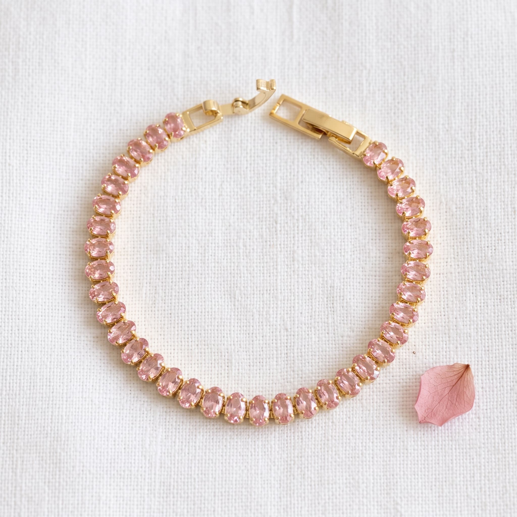 pink crystal tennis bracelet