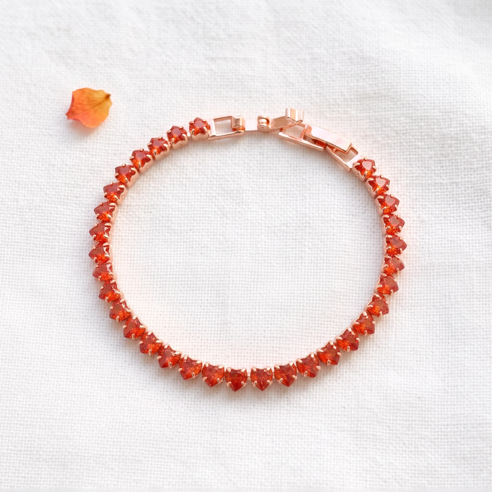 rose gold orange heart bracelet