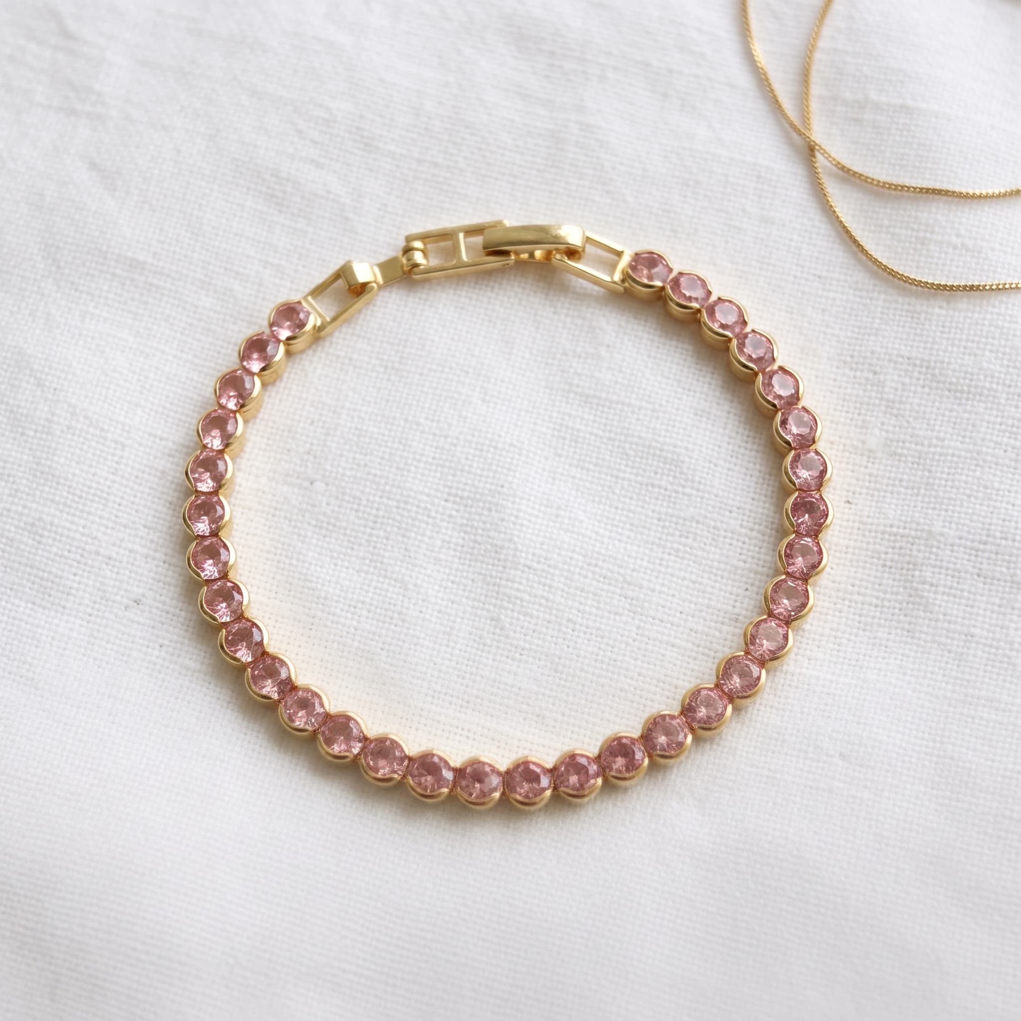 pink crystal tennis bracelet