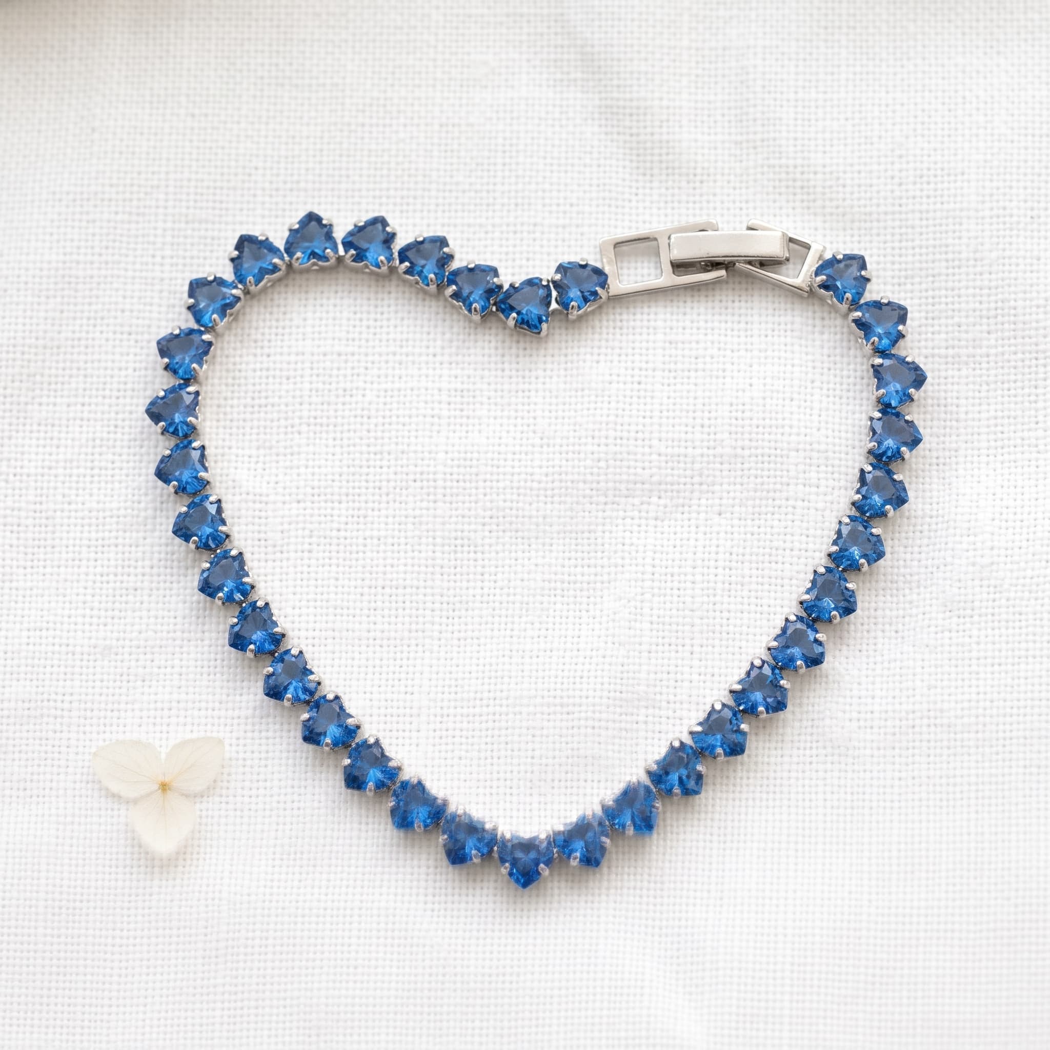 blue crystal heart bracelet