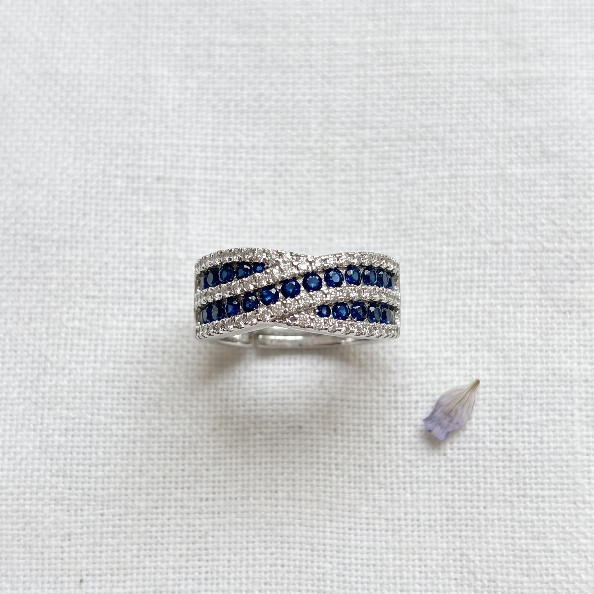 blue waves silver ring