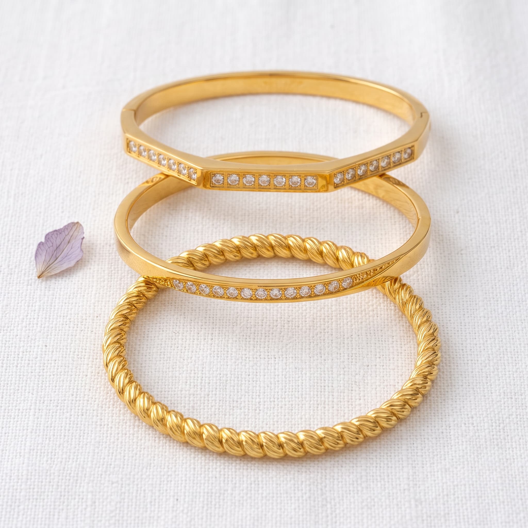 triple threat gold bracelet set