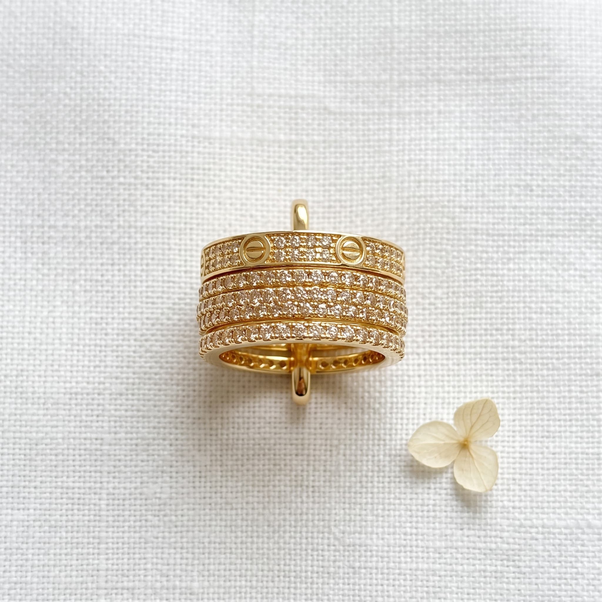 golden shimmer stackable rings