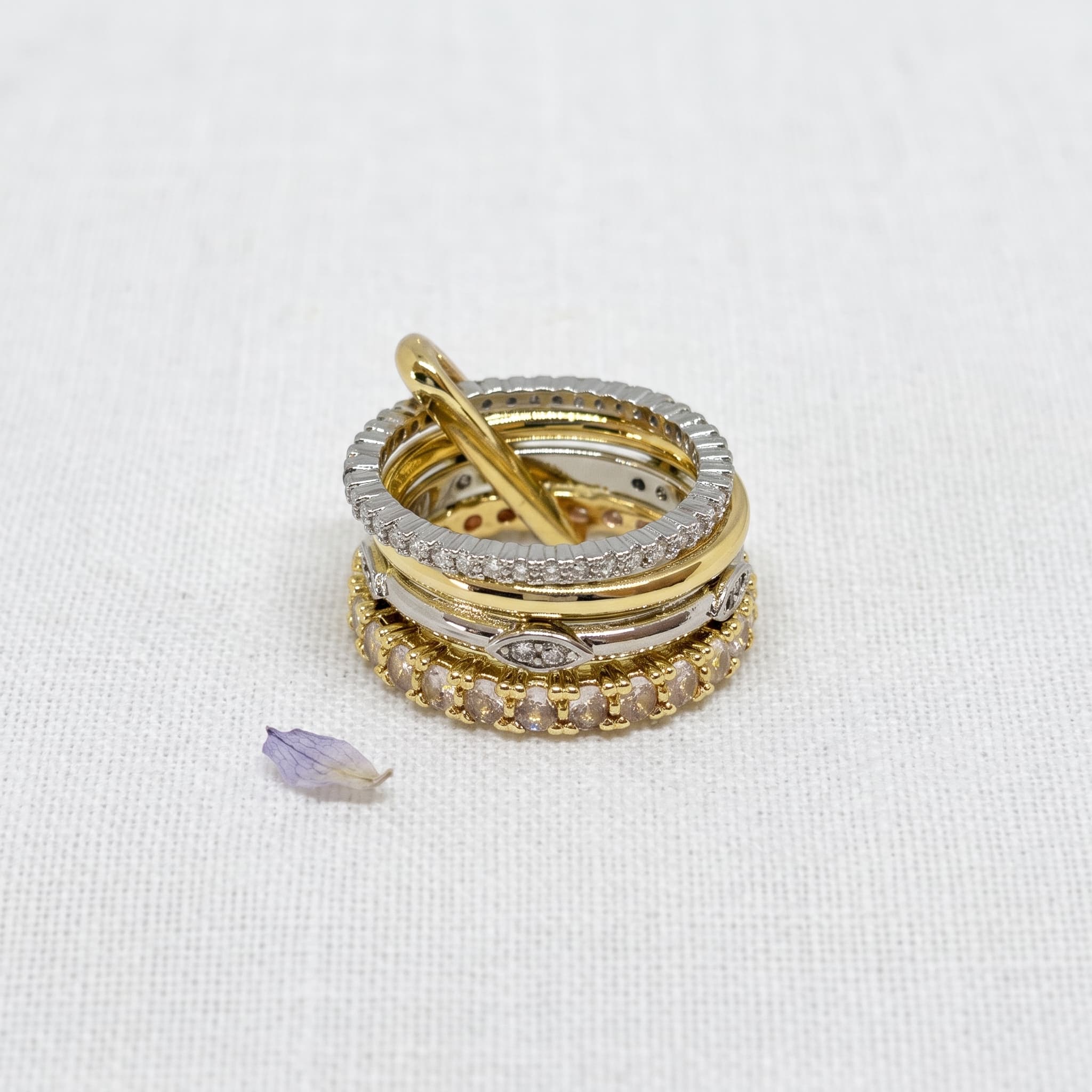 mixed metal layered ring set