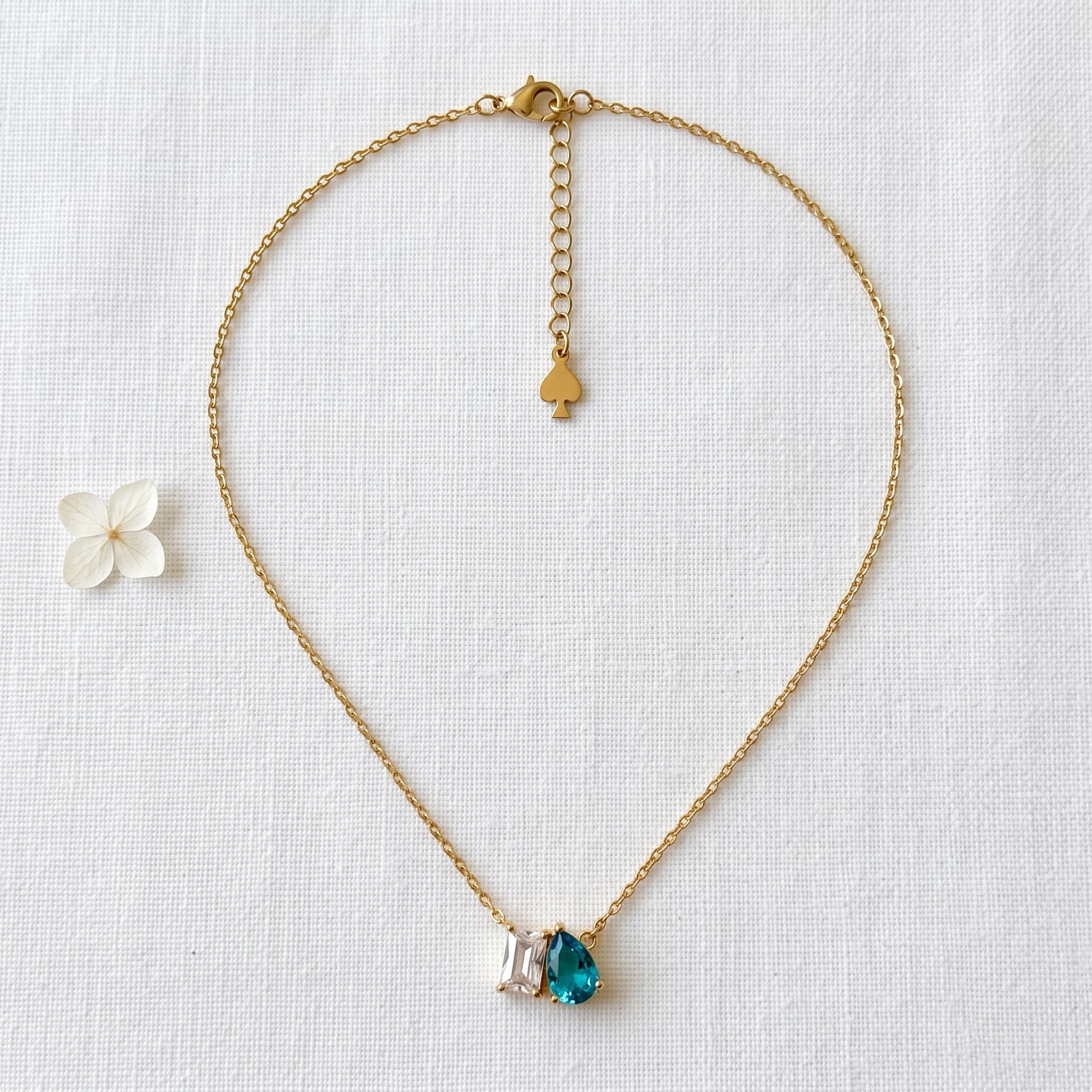 blue teardrop stone necklace