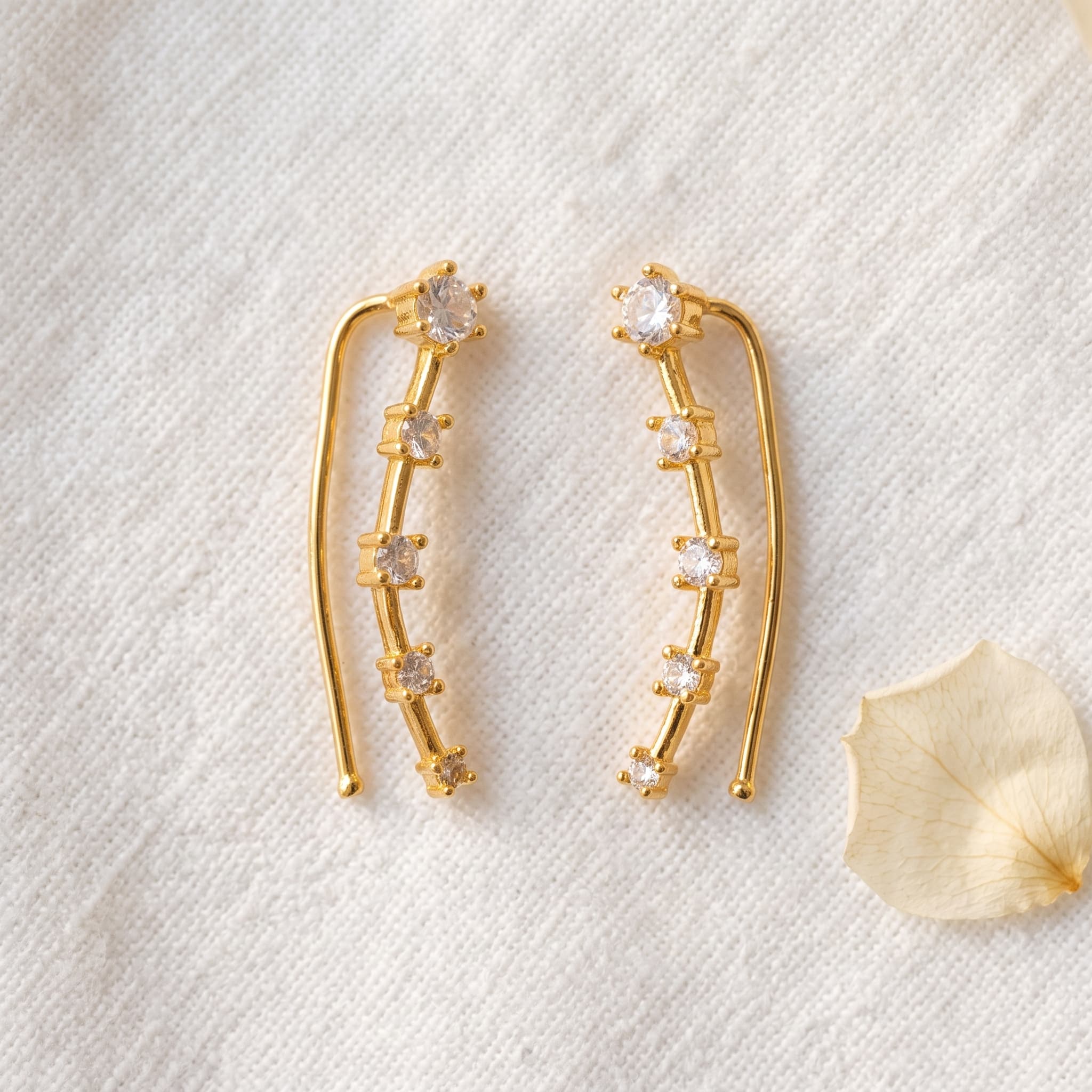 dainty stone crawler earrings