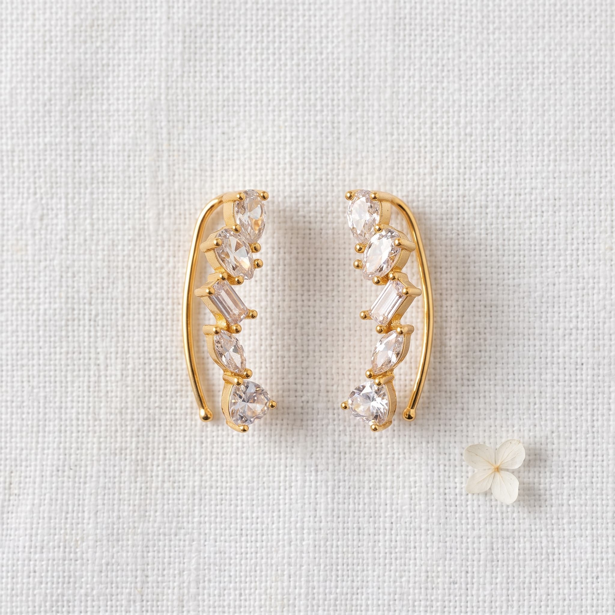 dainty stone crawler earrings