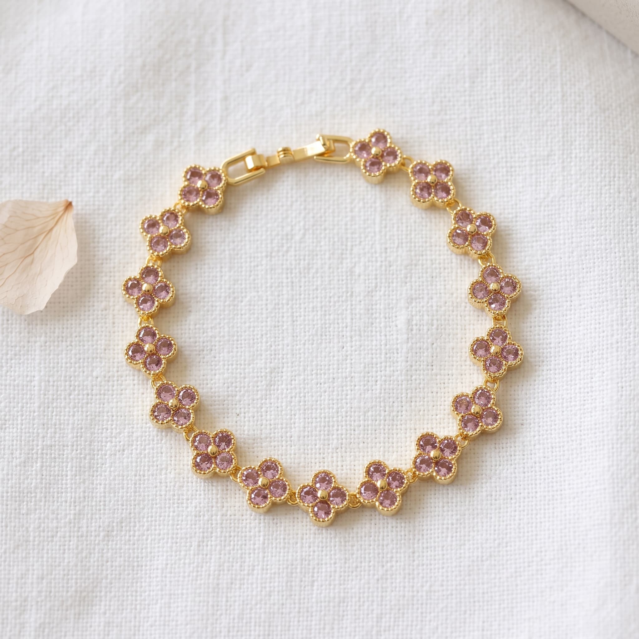 pink floral charm bracelet