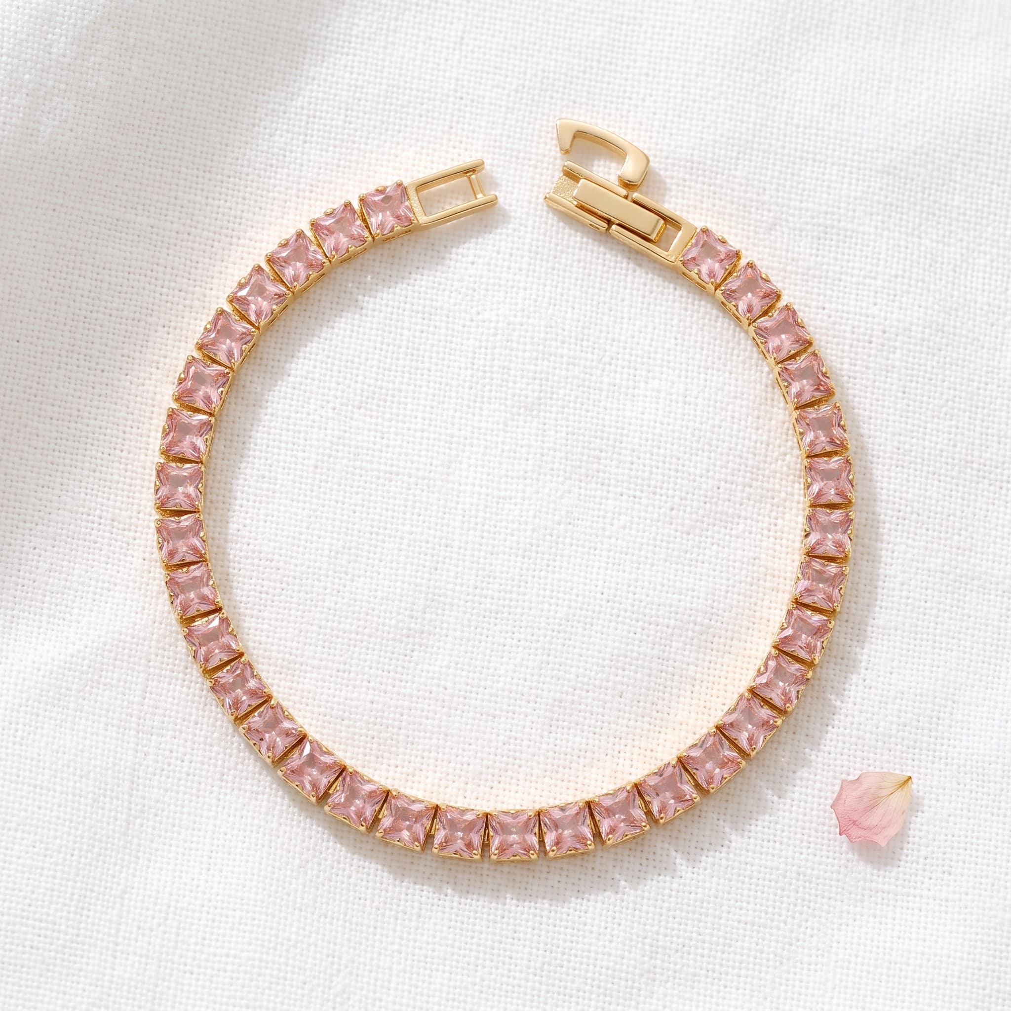 soft pink tennis bracelet