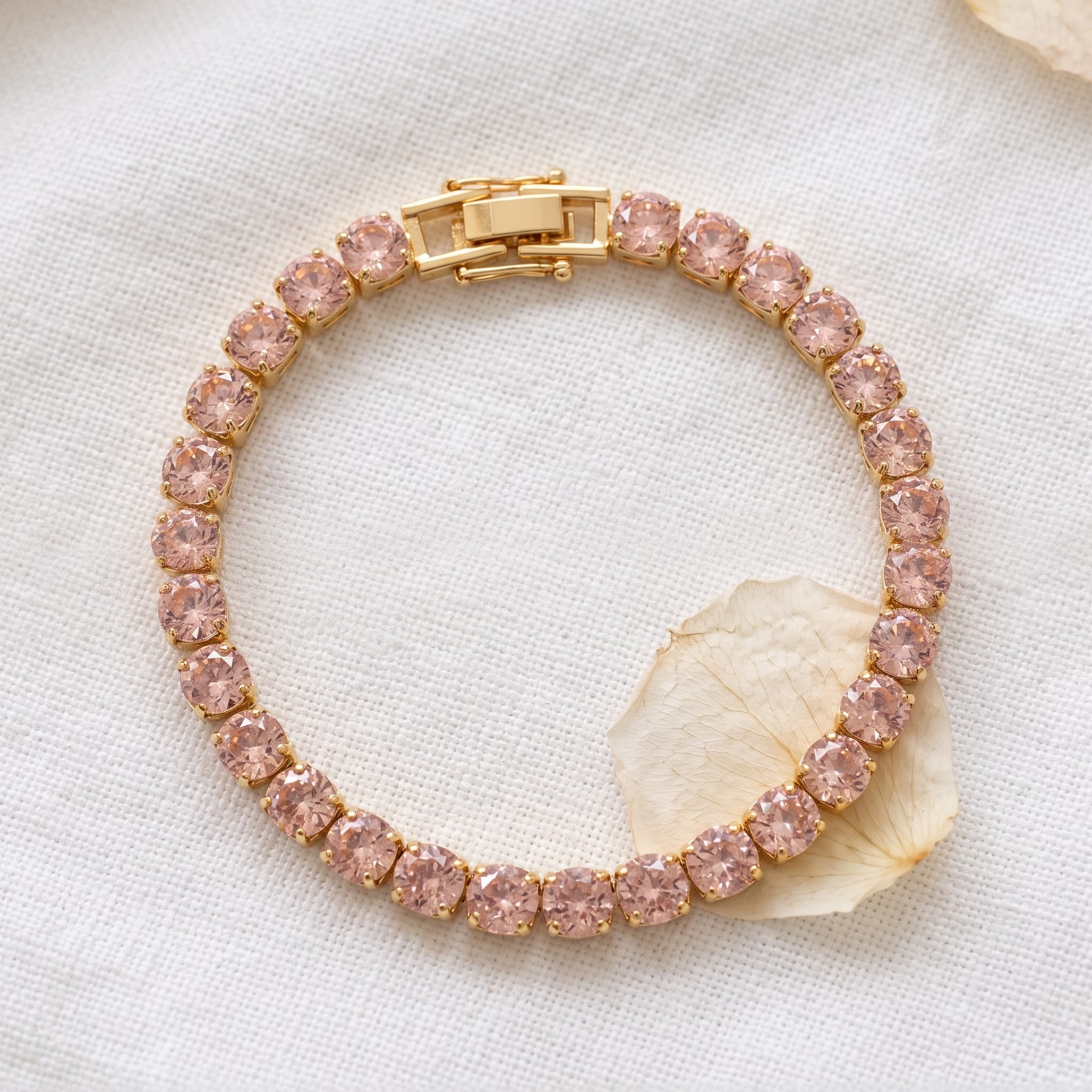 blush crystal tennis bracelet