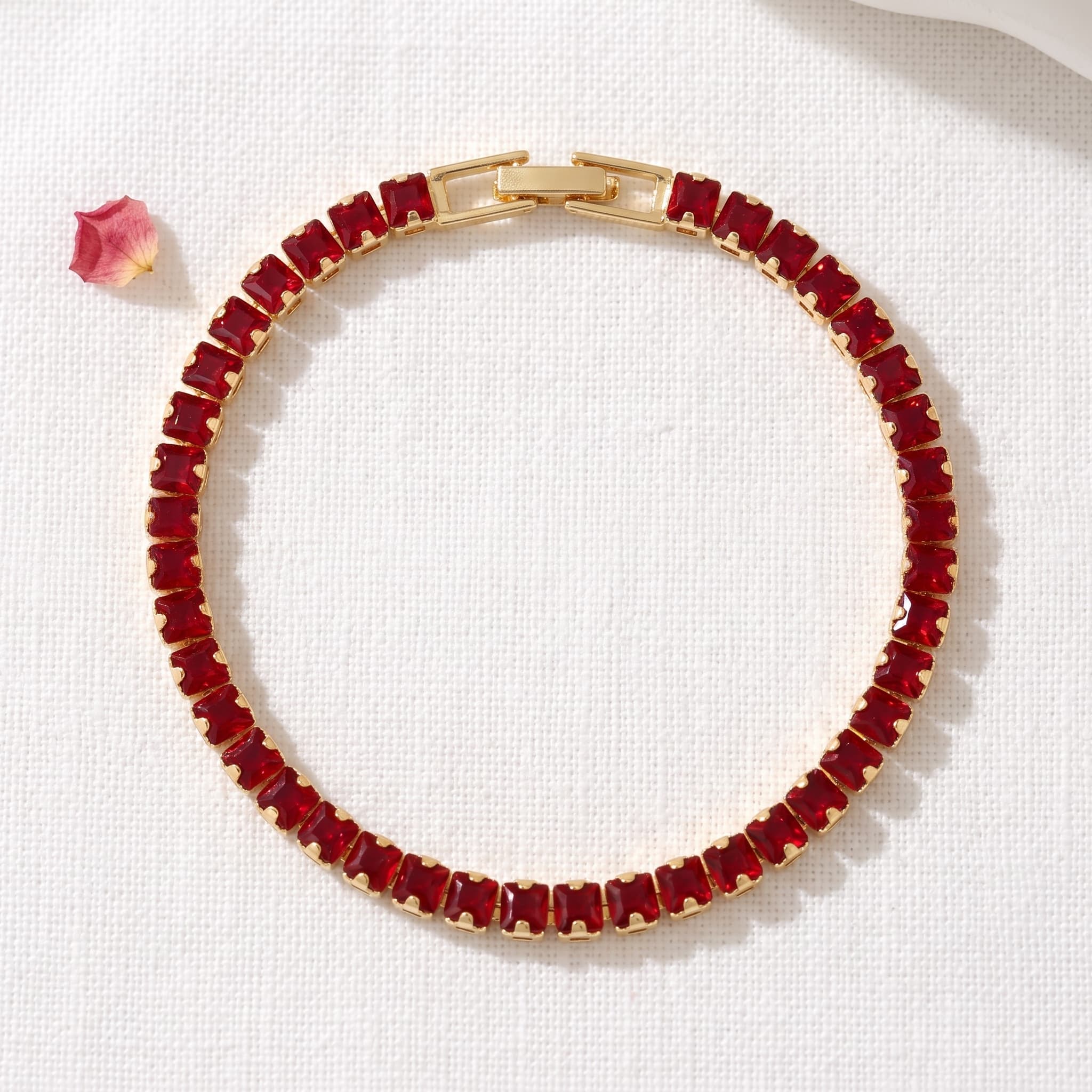 ruby red stone tennis bracelet