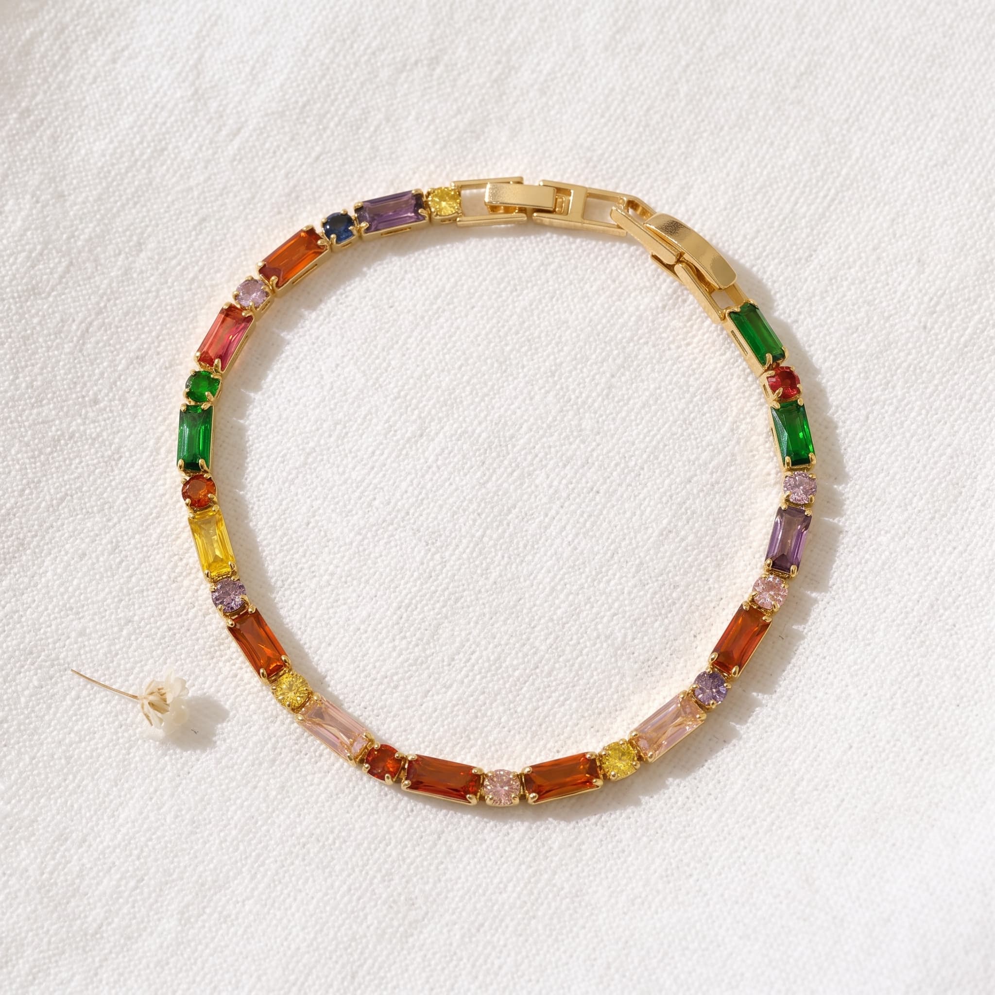 multicolour baguette stone bracelet