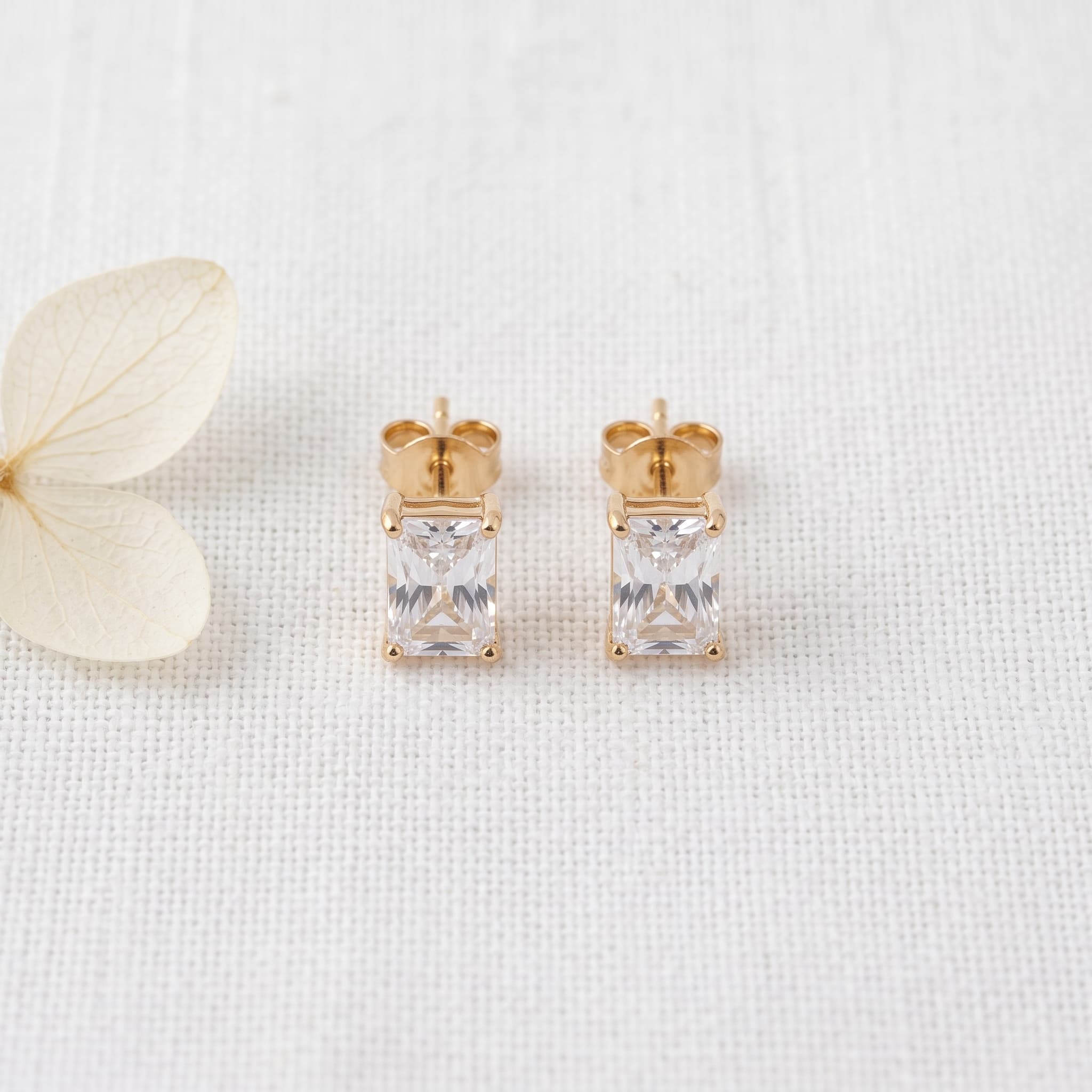 dainty rectangular stone studs