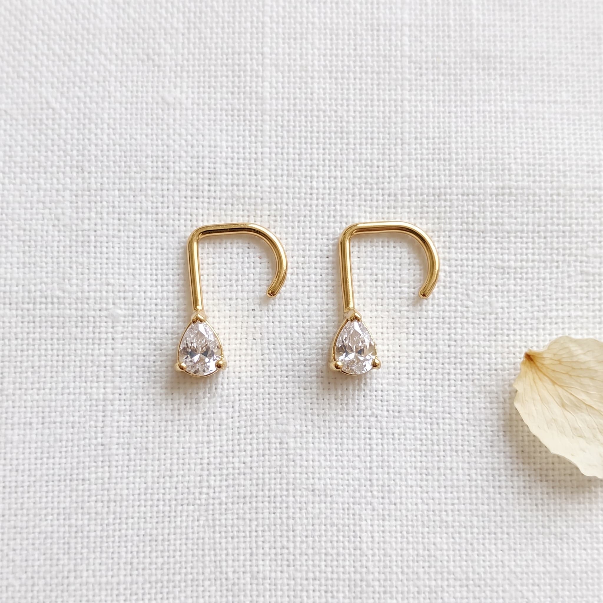 dainty teardrop nose pins