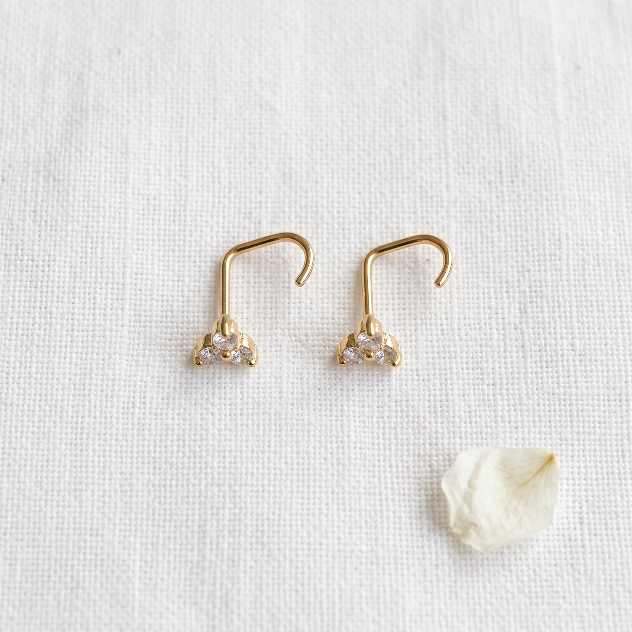 tiny trio crystal no back earrings