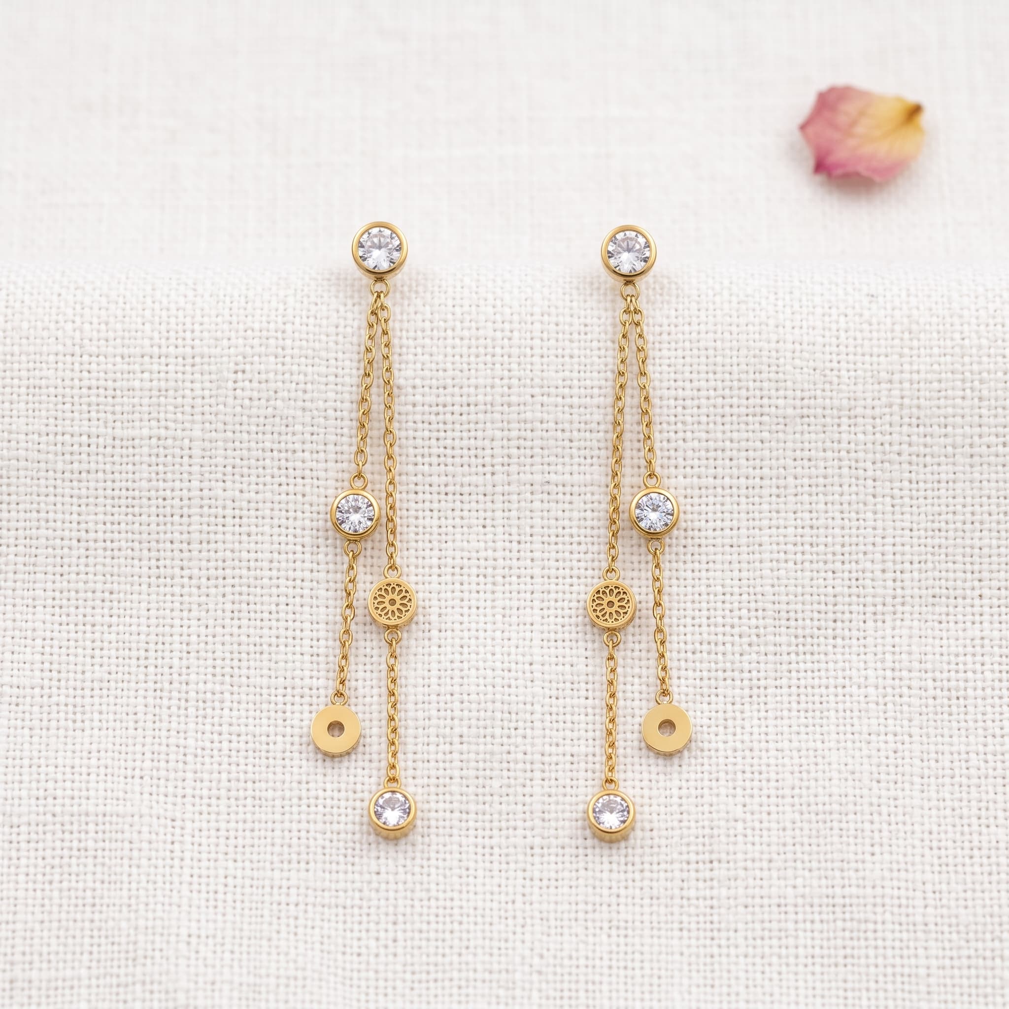delicate gold chain drop earrings