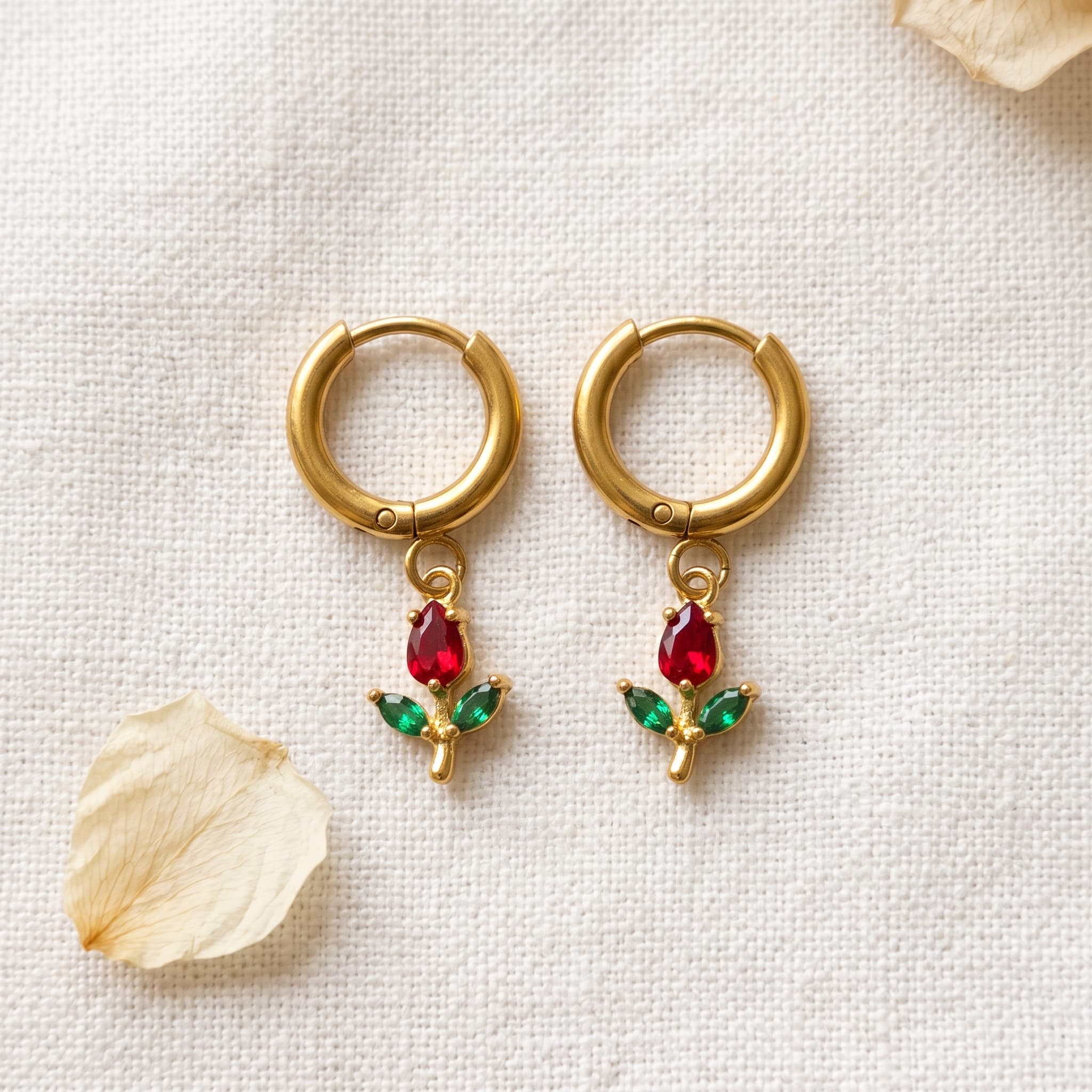 tiny red rose hoops