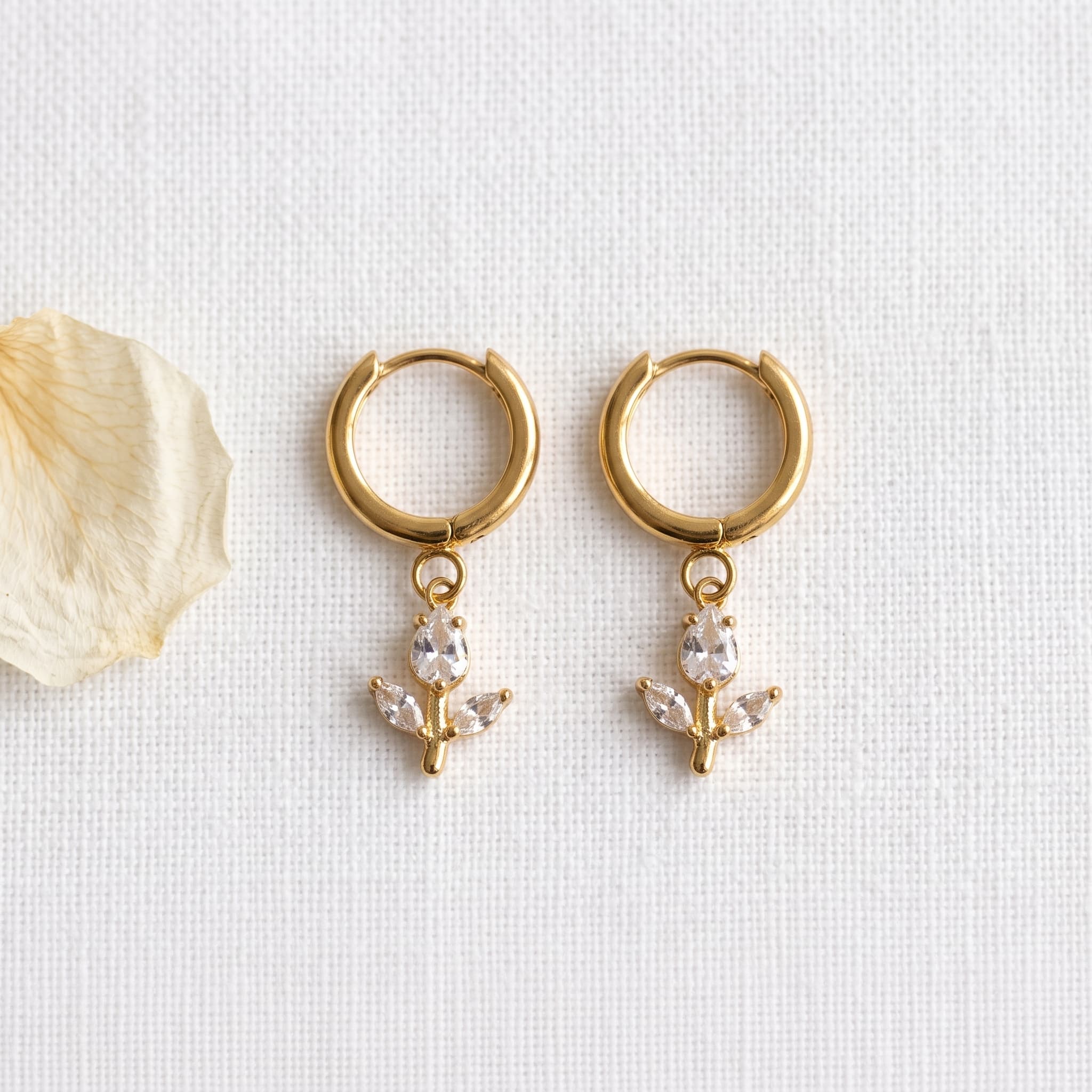 dainty floral crystal hoops