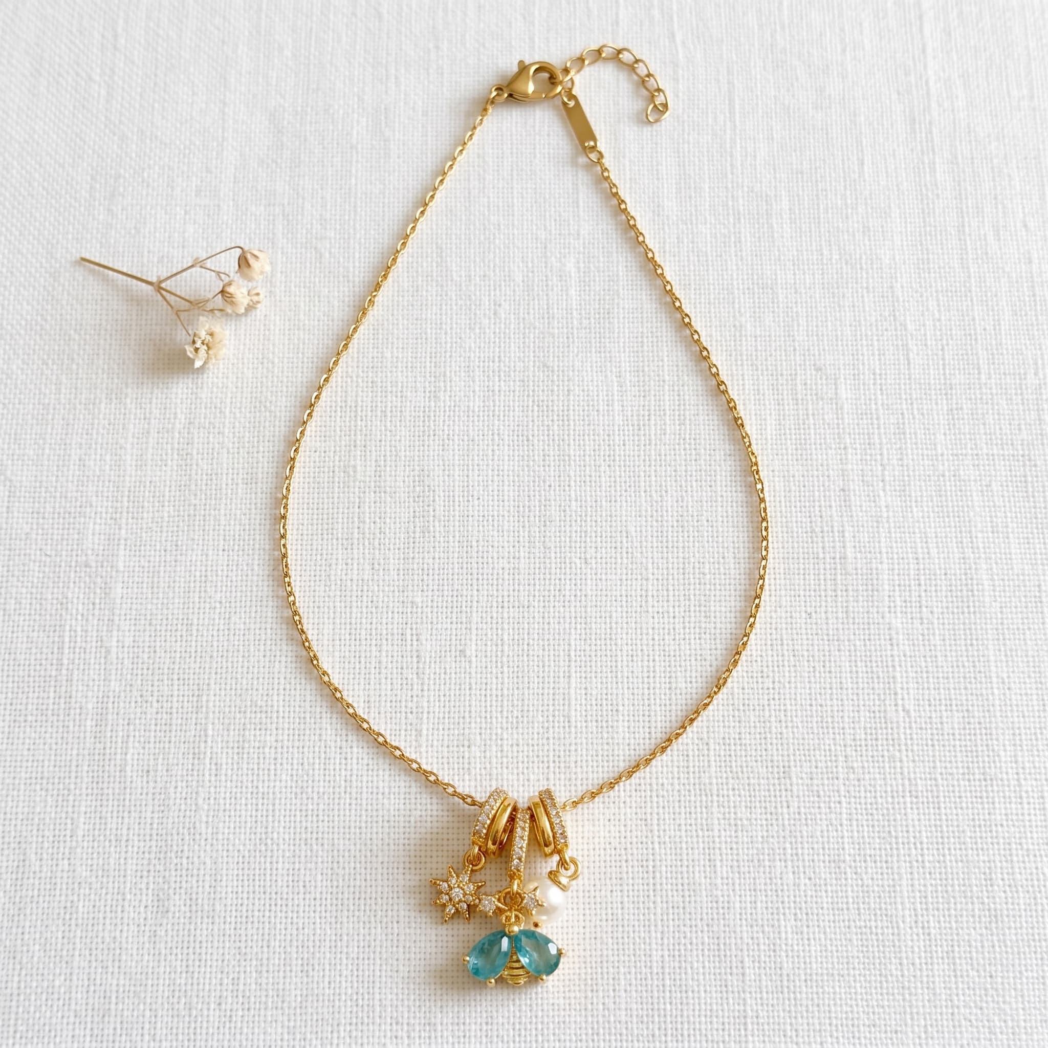 blue bumblebee charm necklace