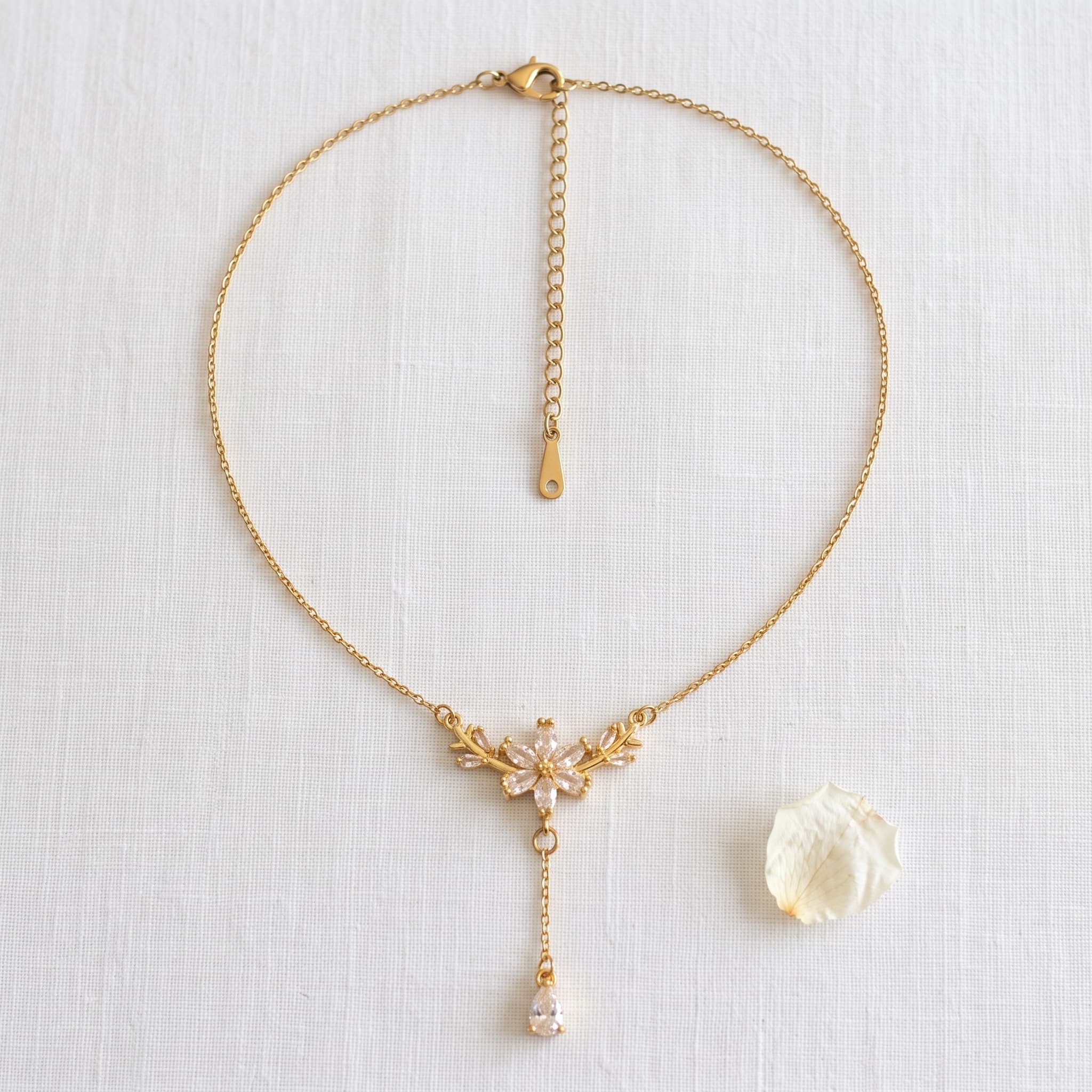 delicate floral drop necklace