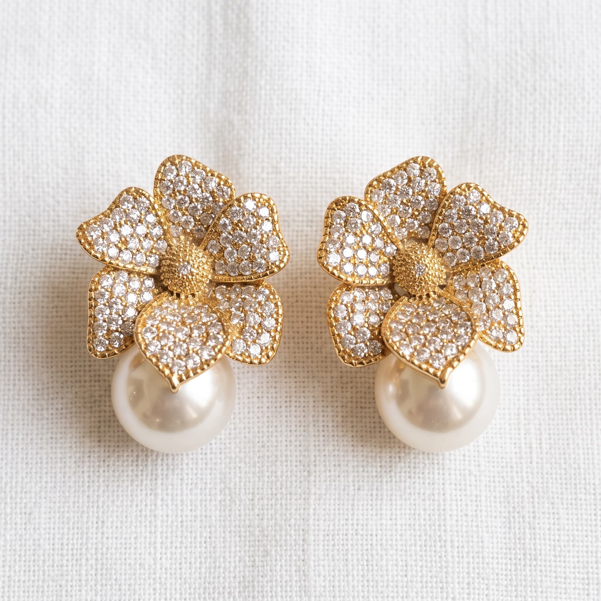 sparkly floral pearl drops