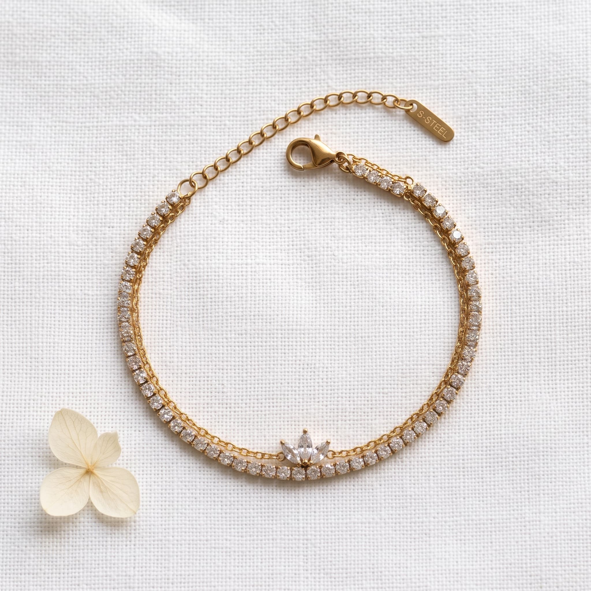 double layered crystal tennis bracelet